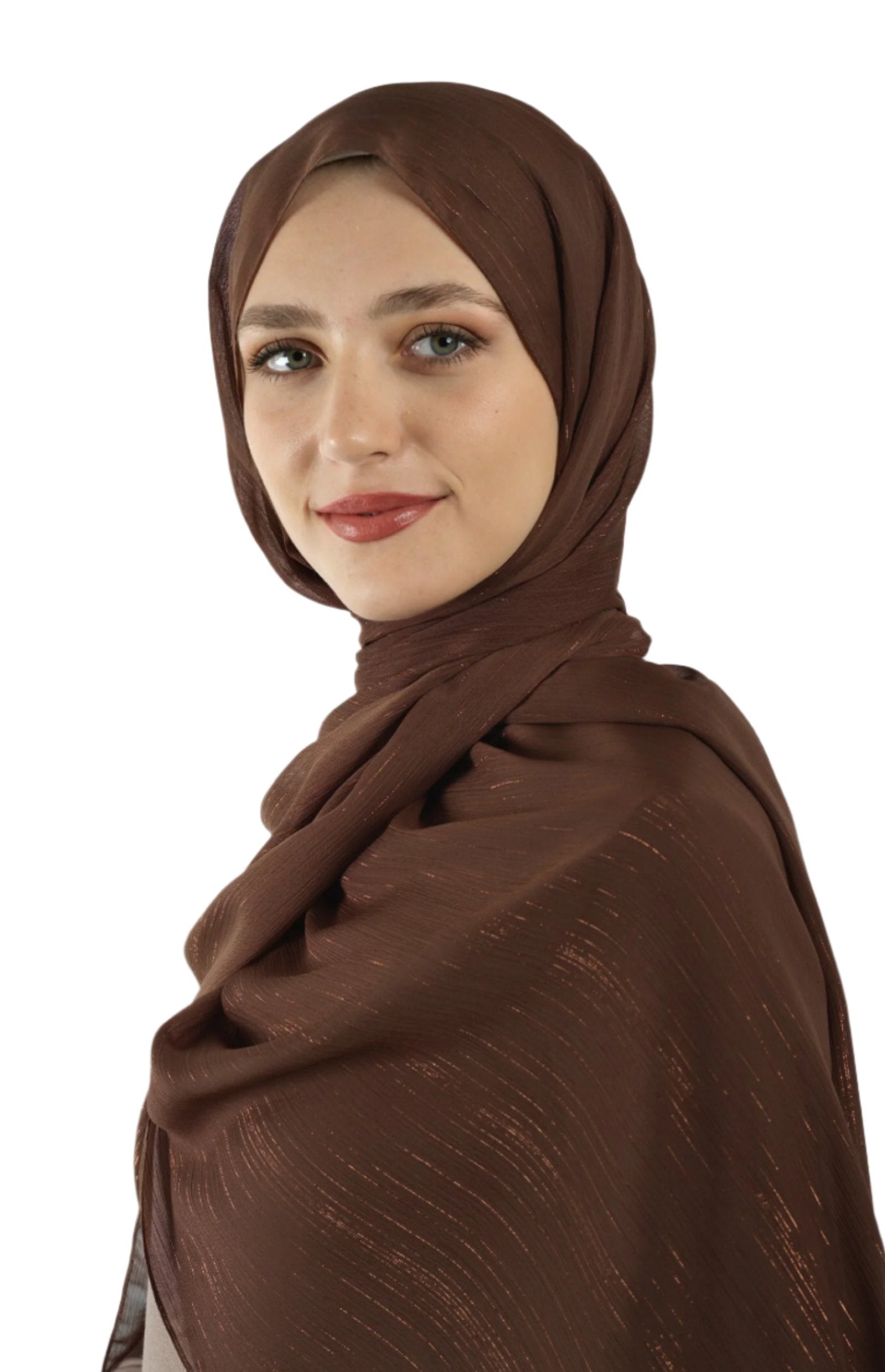 Brown Lovely dana shimmer Chiffon hijab Kabayare