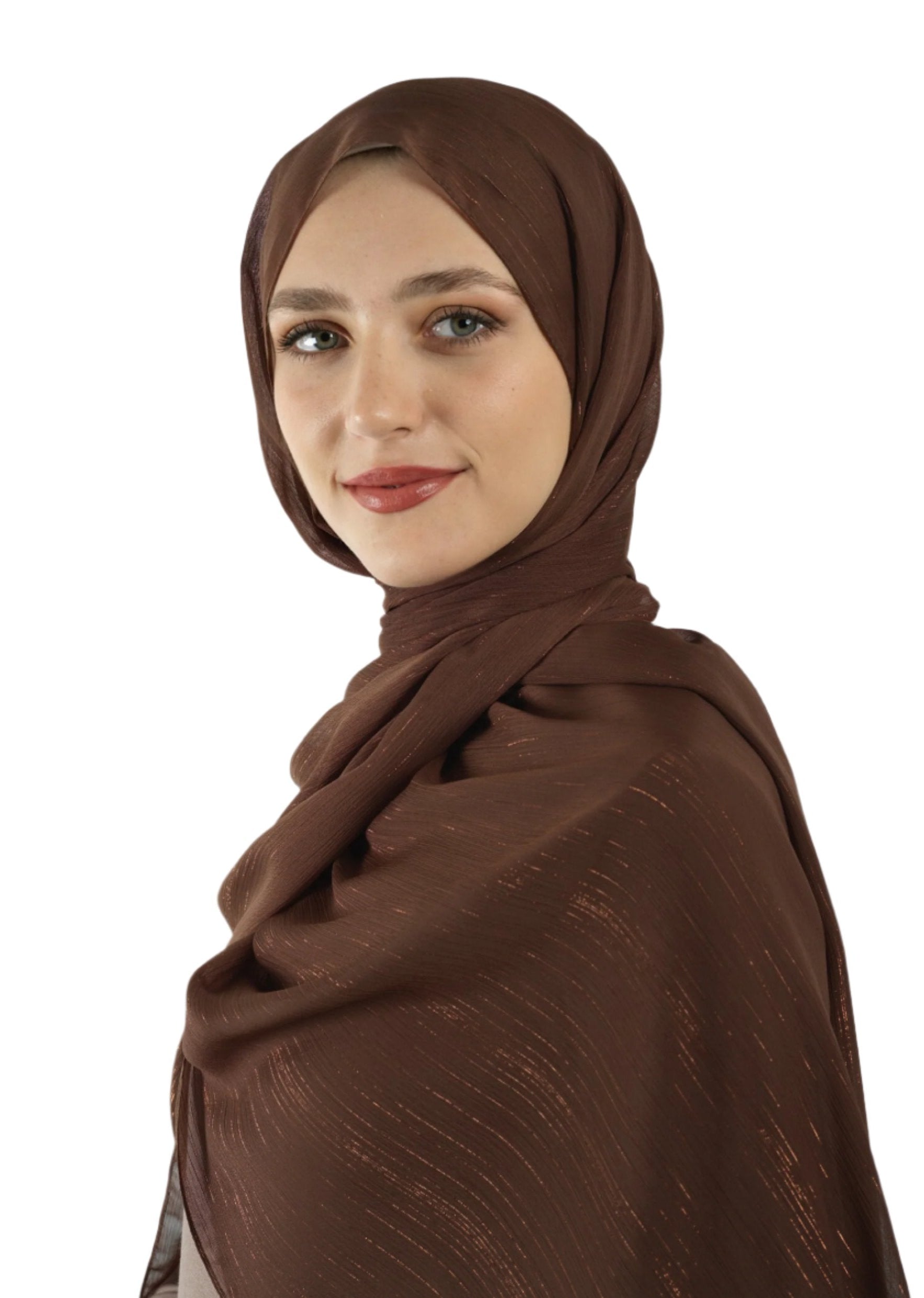 Brown Lovely dana shimmer Chiffon hijab Kabayare