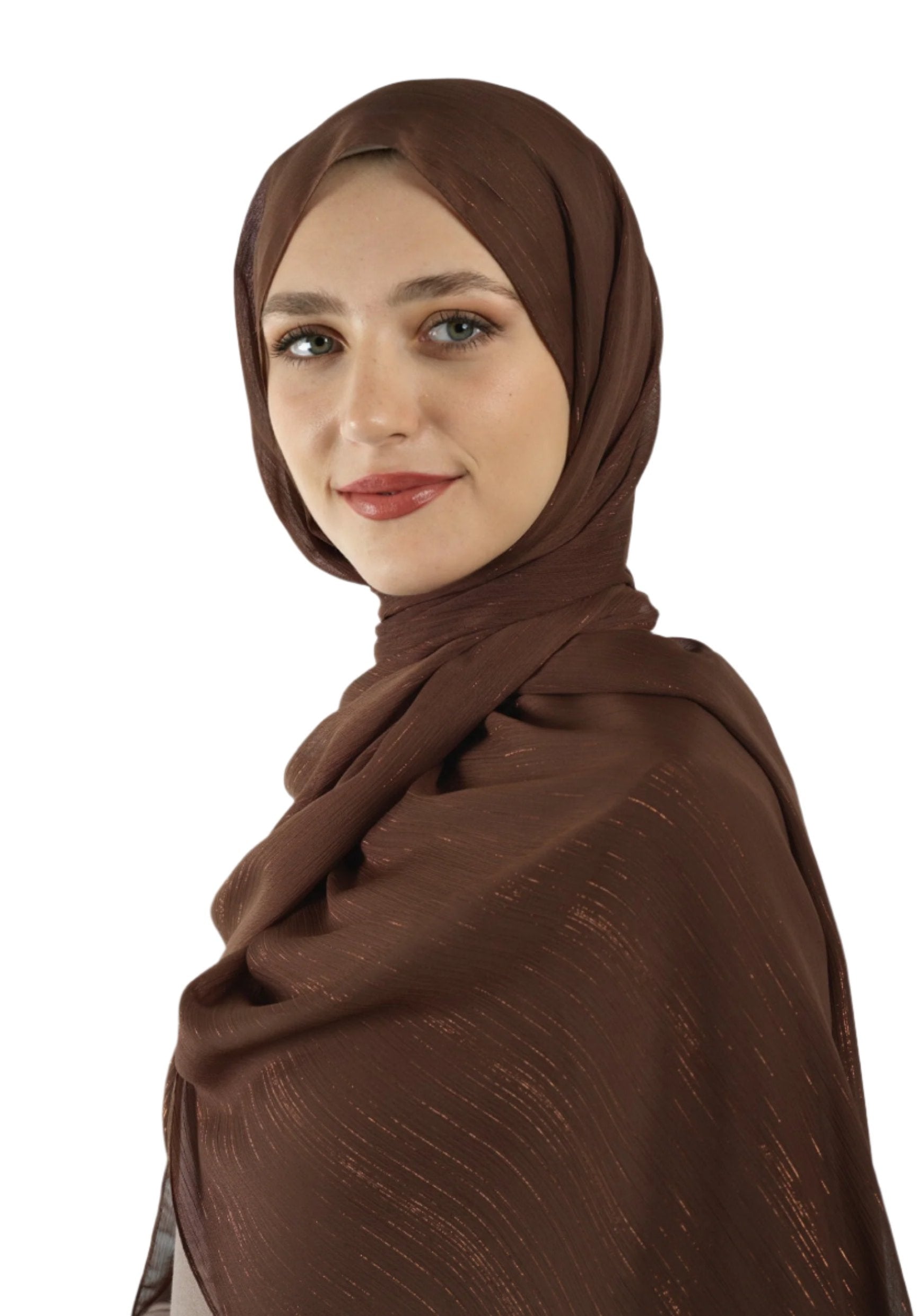 Brown Lovely dana shimmer Chiffon hijab Kabayare