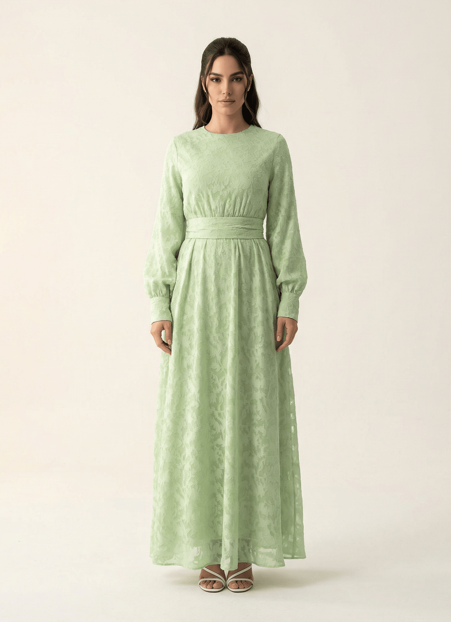burnout floral maxi dress with belt Kabayare
