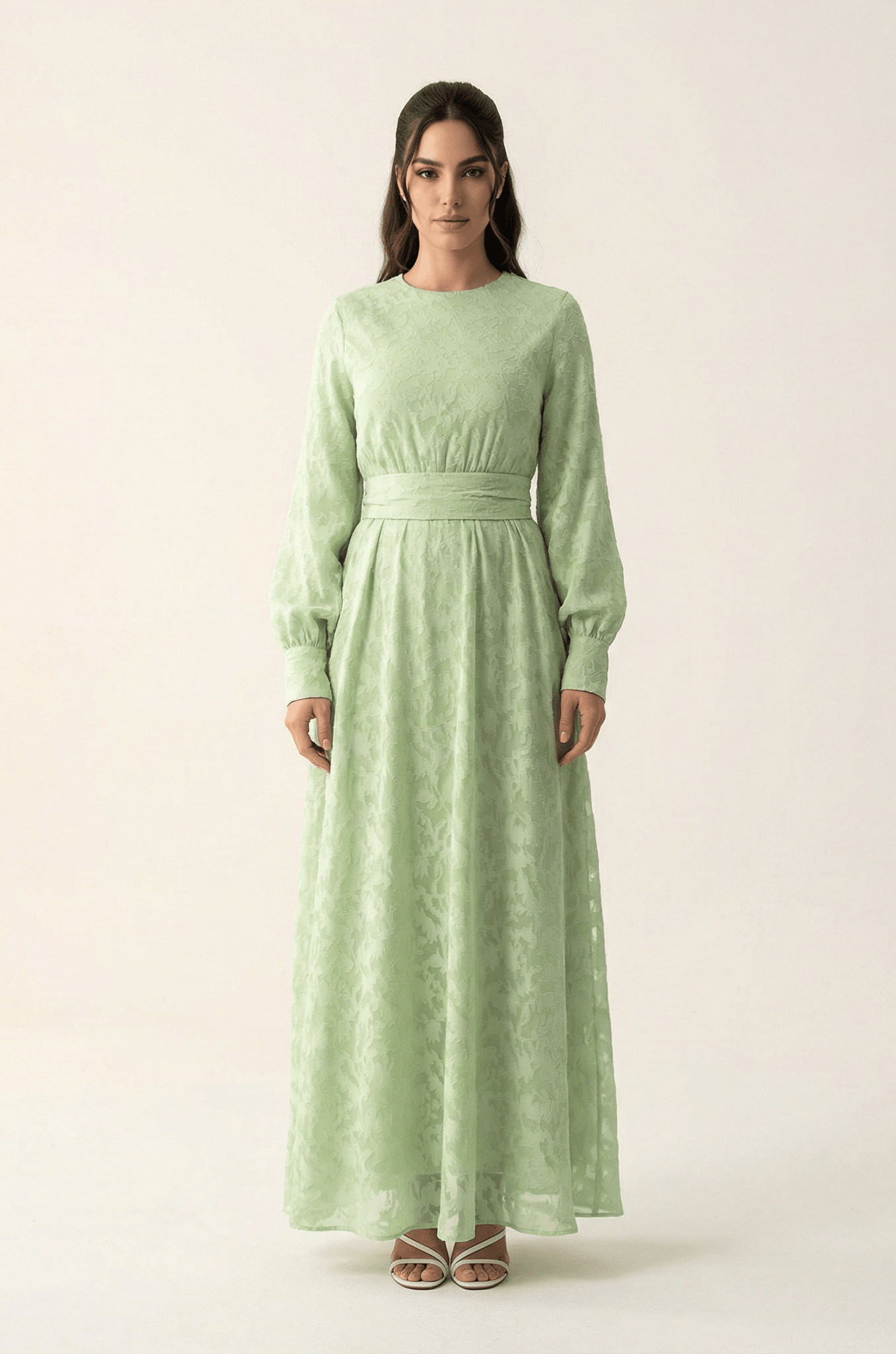 burnout floral maxi dress with belt Kabayare