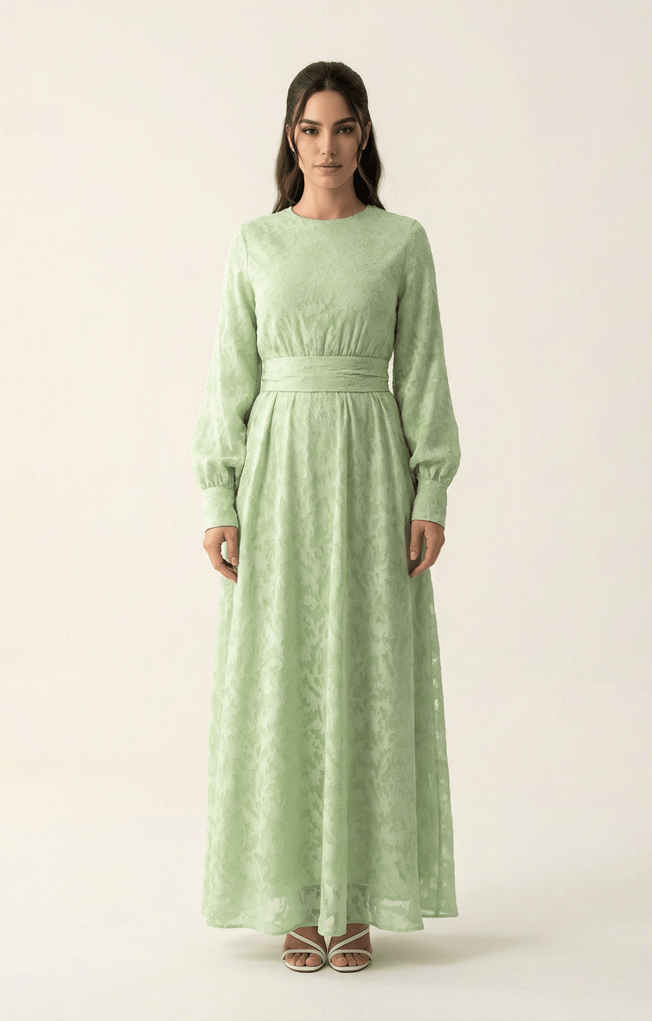burnout floral maxi dress with belt Kabayare