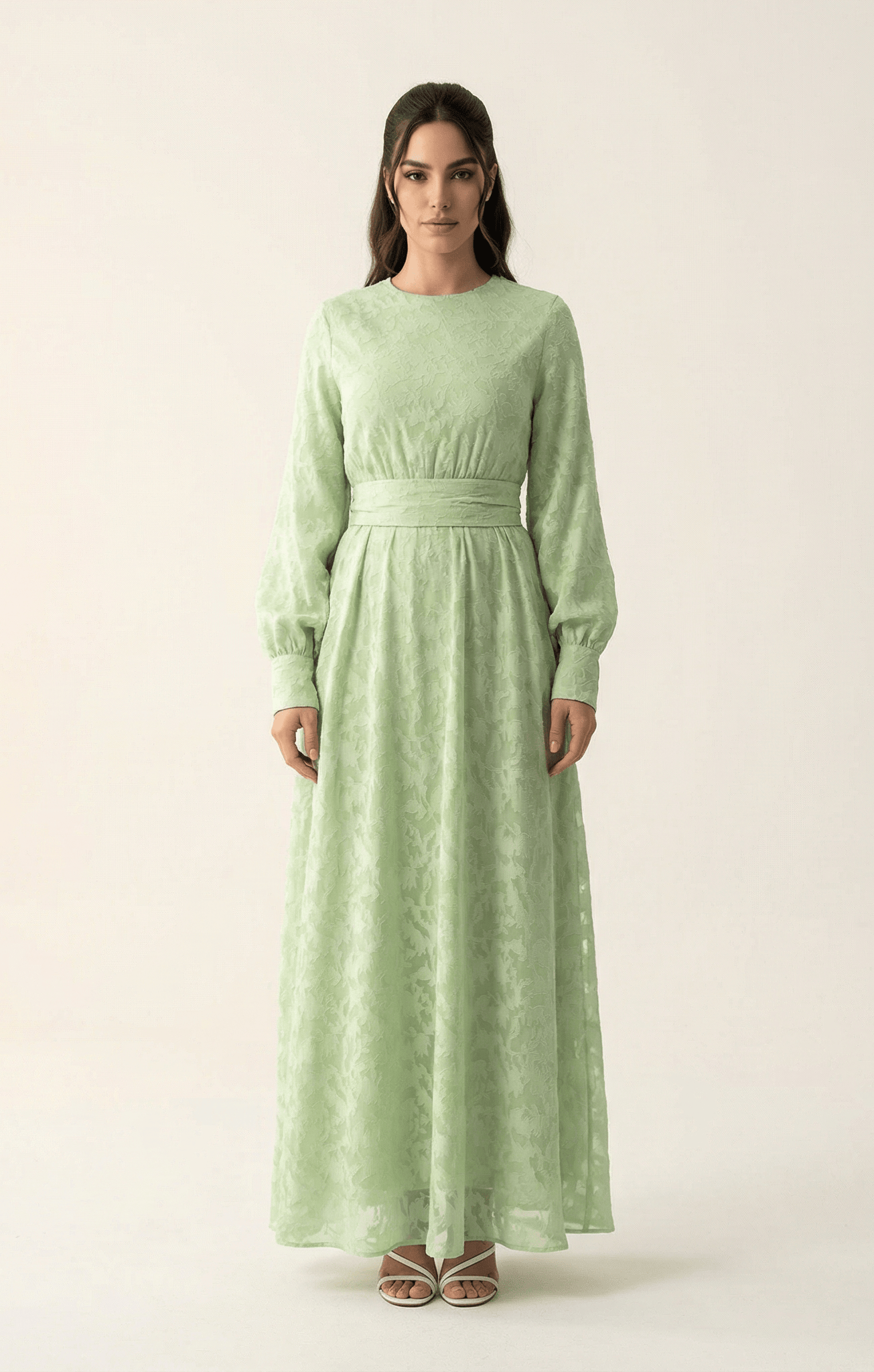 burnout floral maxi dress with belt Kabayare