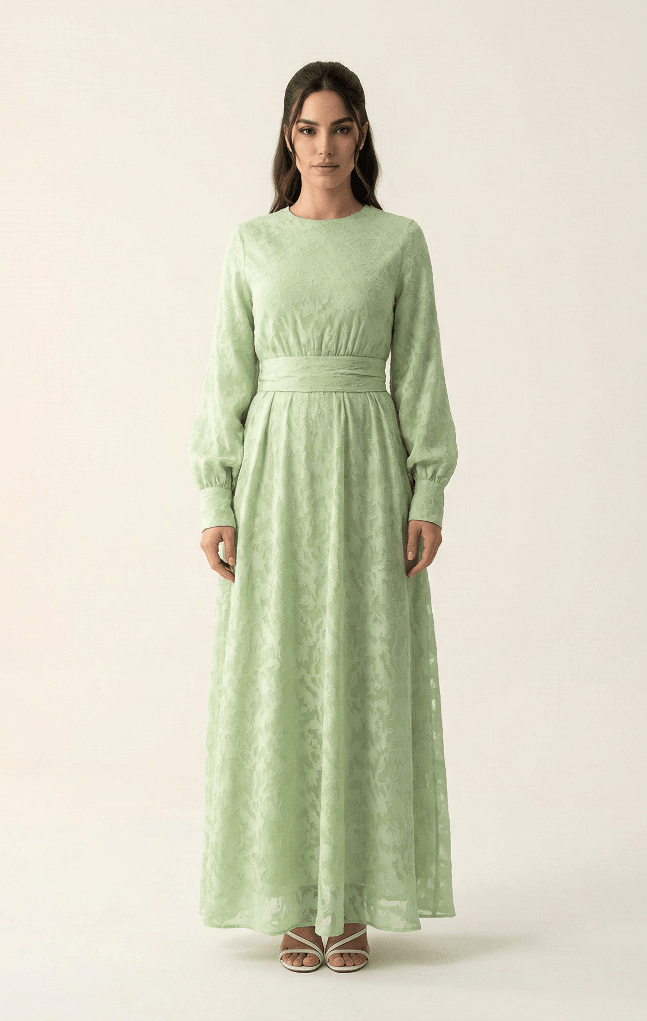 burnout floral maxi dress with belt Kabayare