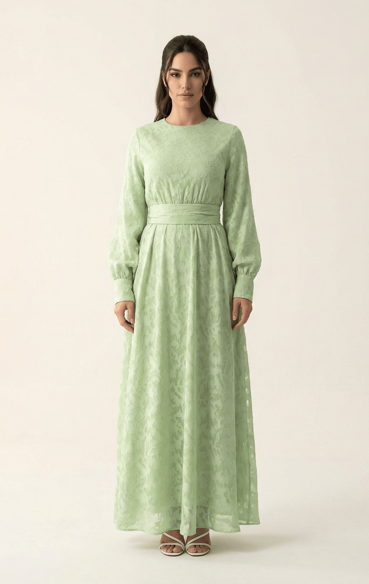 burnout floral maxi dress with belt Kabayare