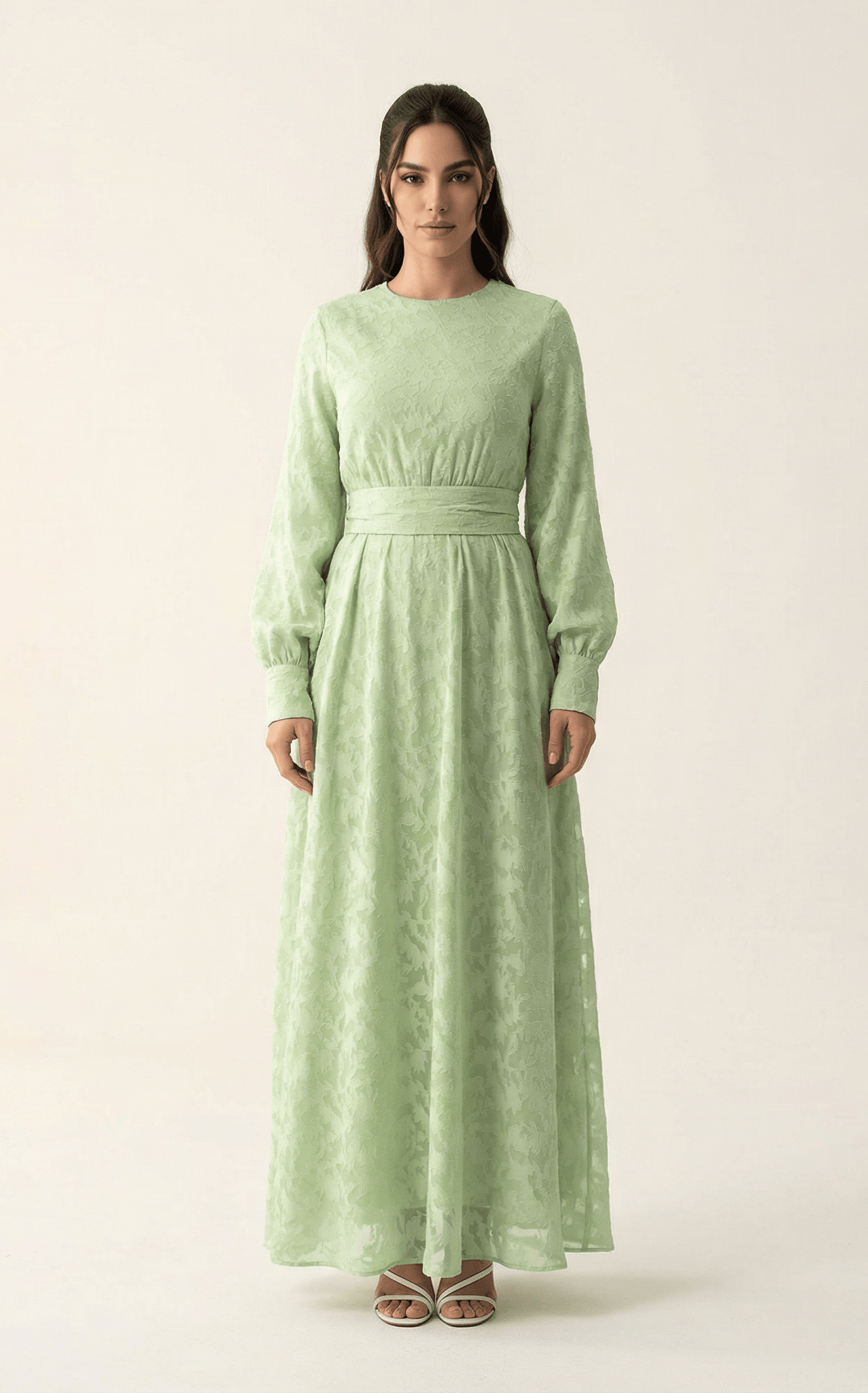 burnout floral maxi dress with belt Kabayare