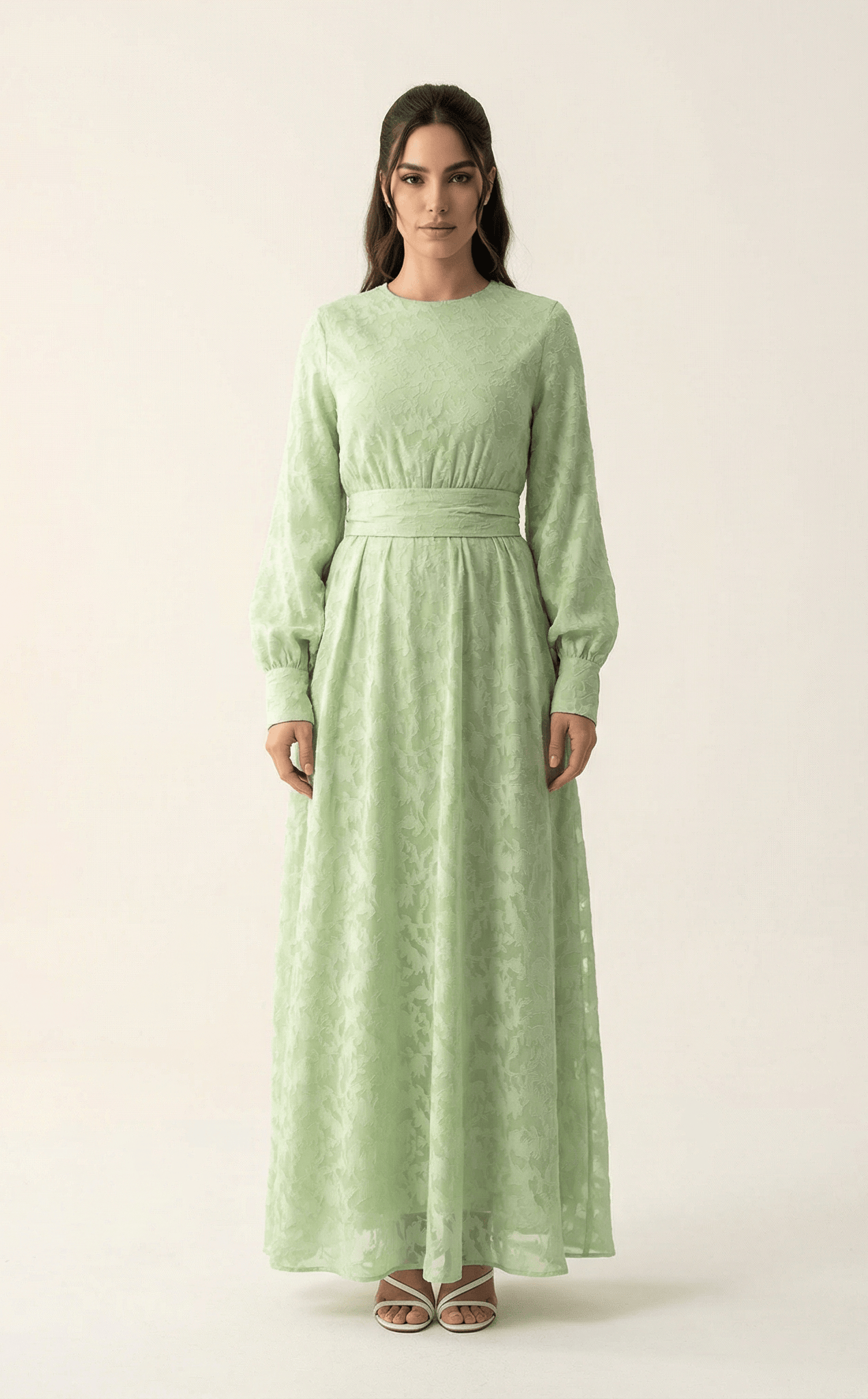 burnout floral maxi dress with belt Kabayare