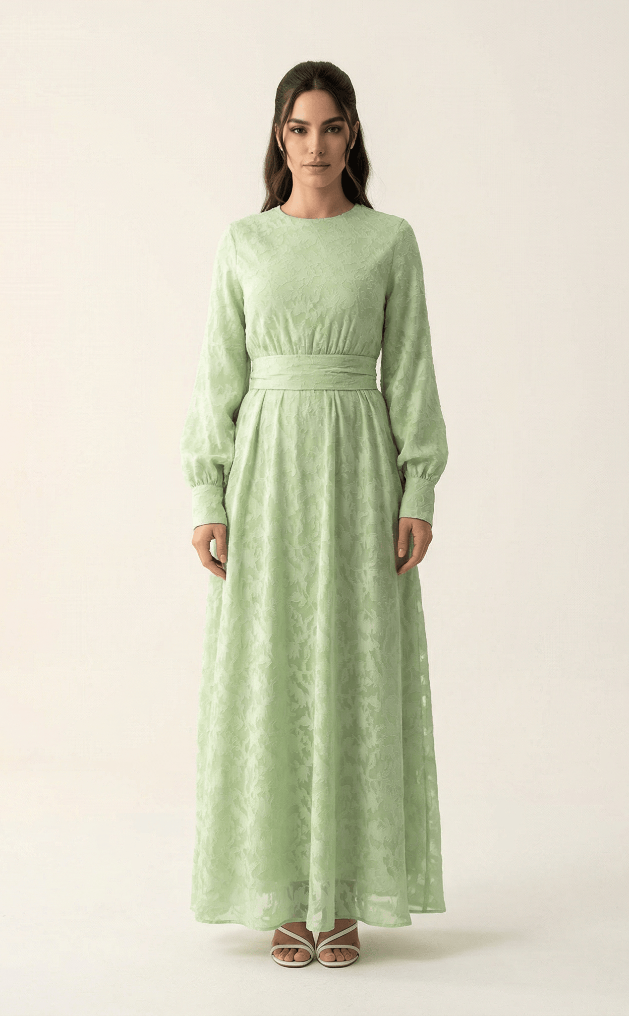 burnout floral maxi dress with belt Kabayare