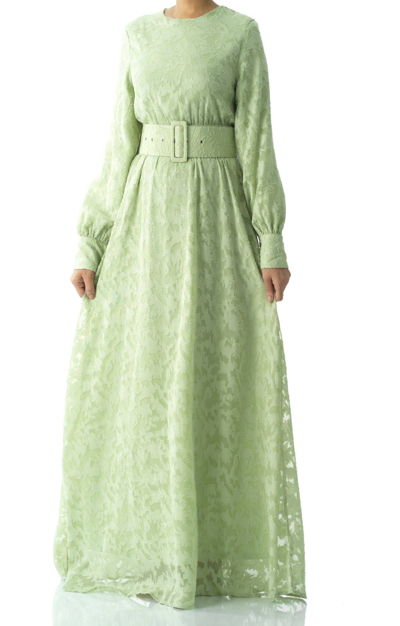 burnout floral maxi dress with belt Kabayare