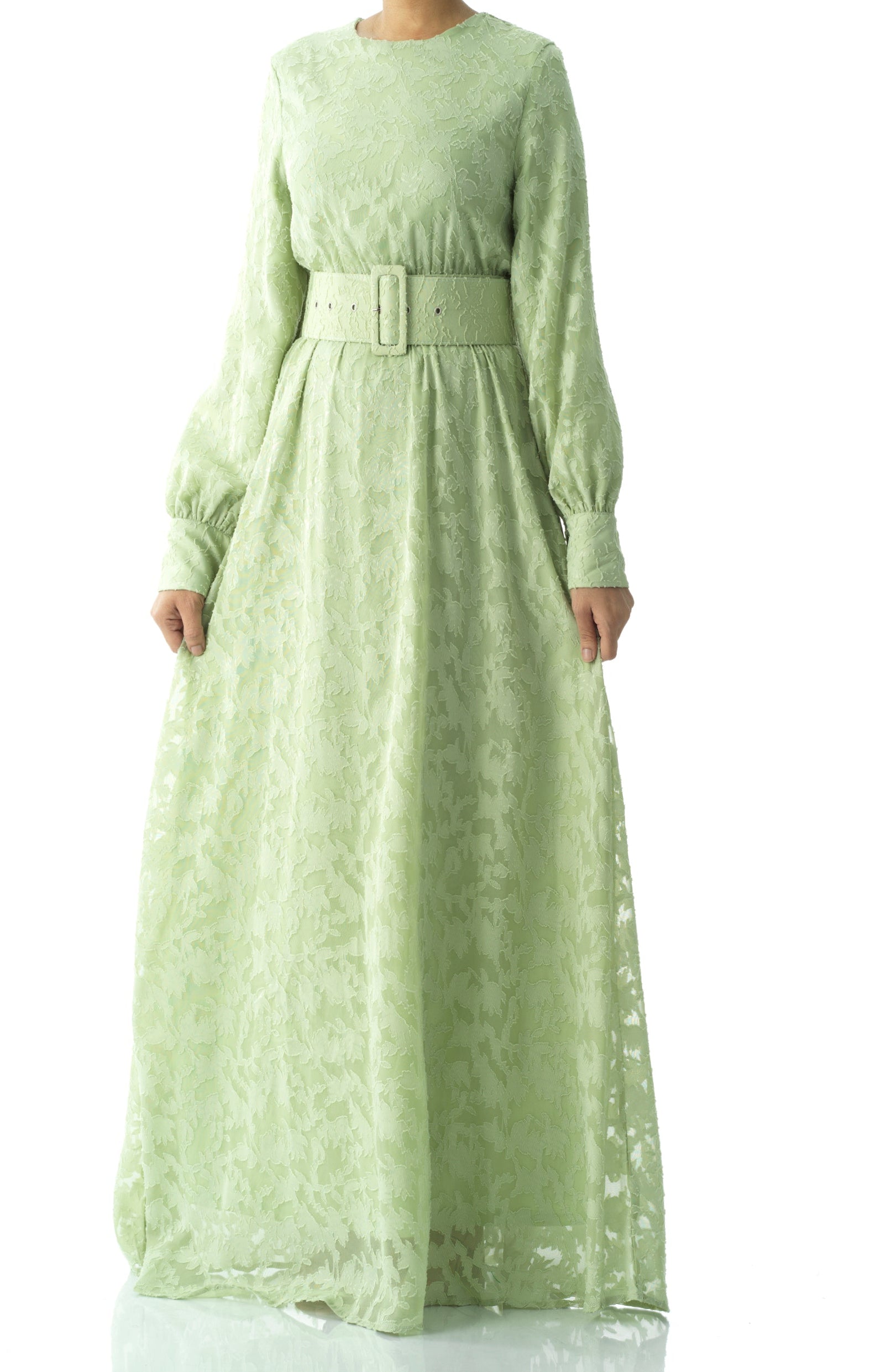 burnout floral maxi dress with belt Kabayare