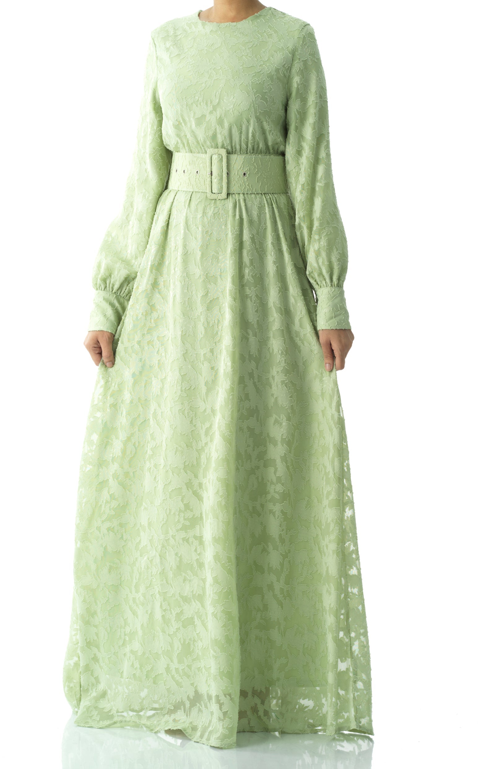 burnout floral maxi dress with belt Kabayare