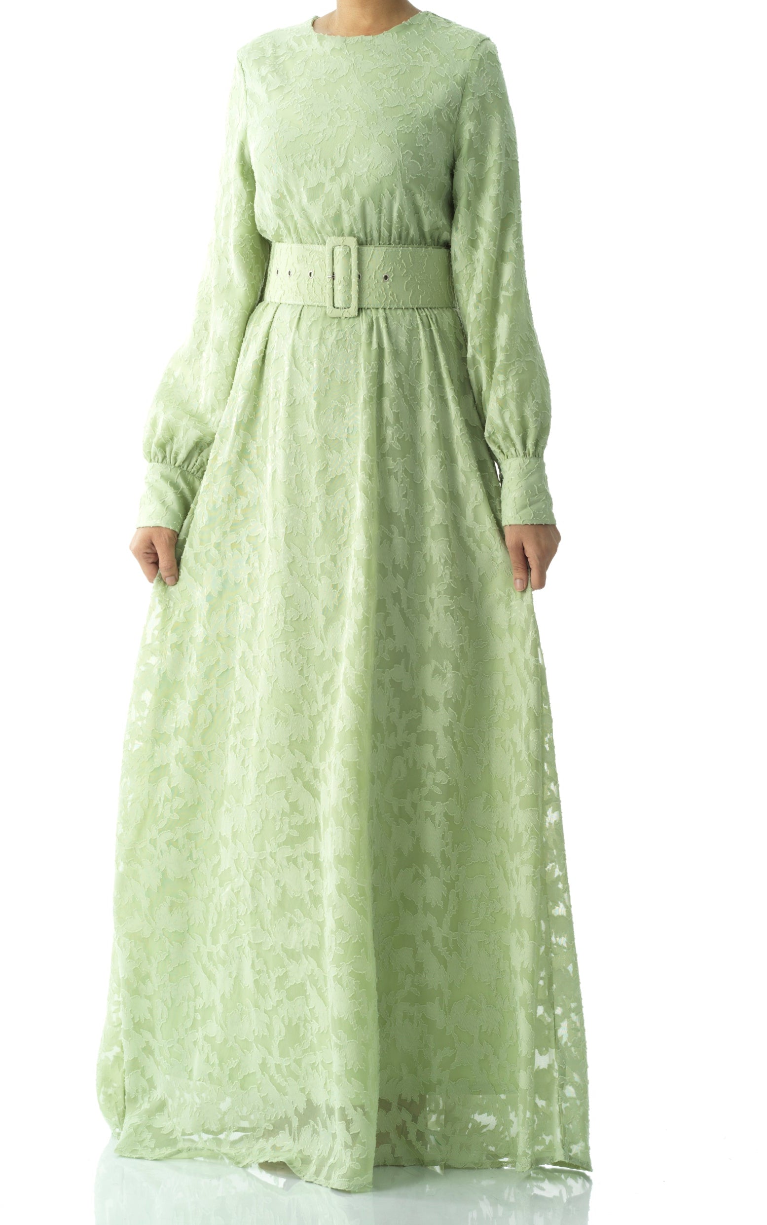burnout floral maxi dress with belt Kabayare