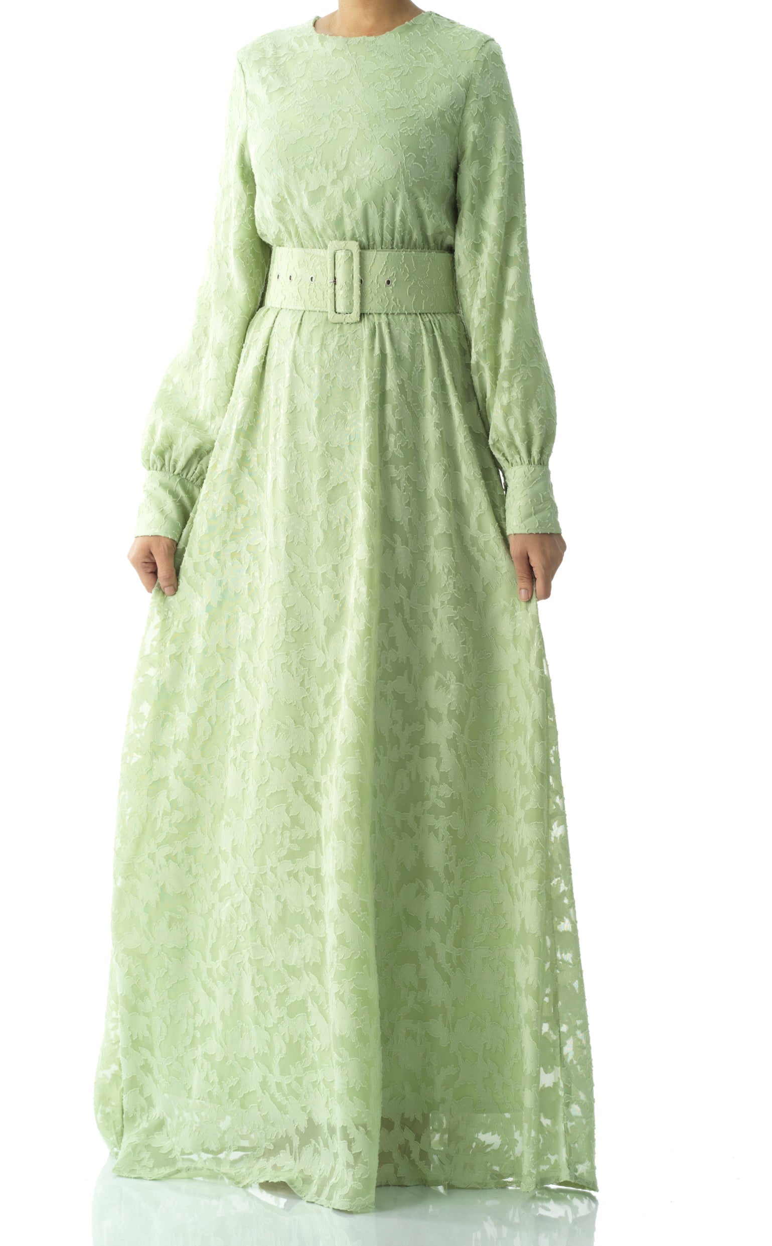 burnout floral maxi dress with belt Kabayare