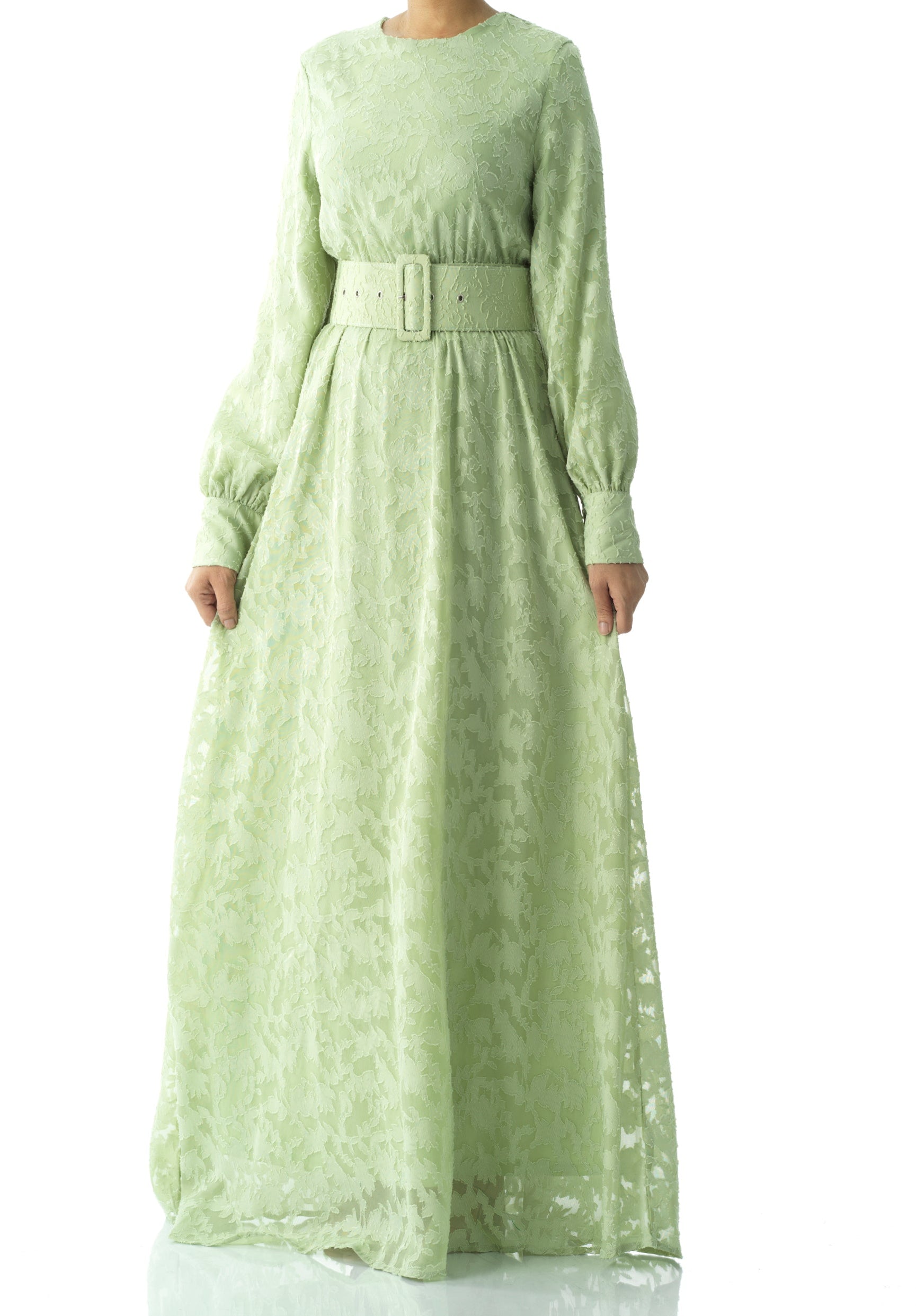 burnout floral maxi dress with belt Kabayare