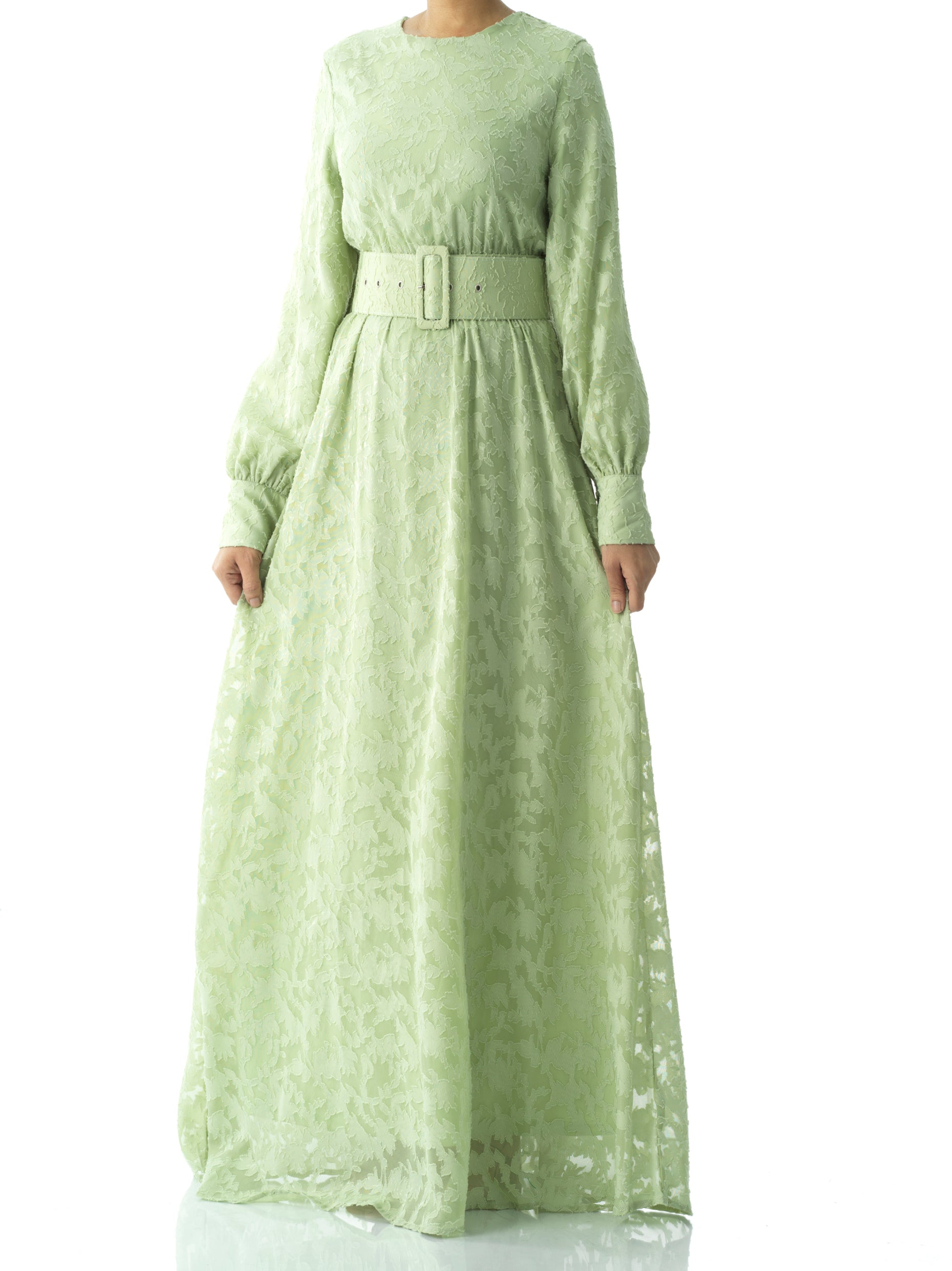 burnout floral maxi dress with belt Kabayare