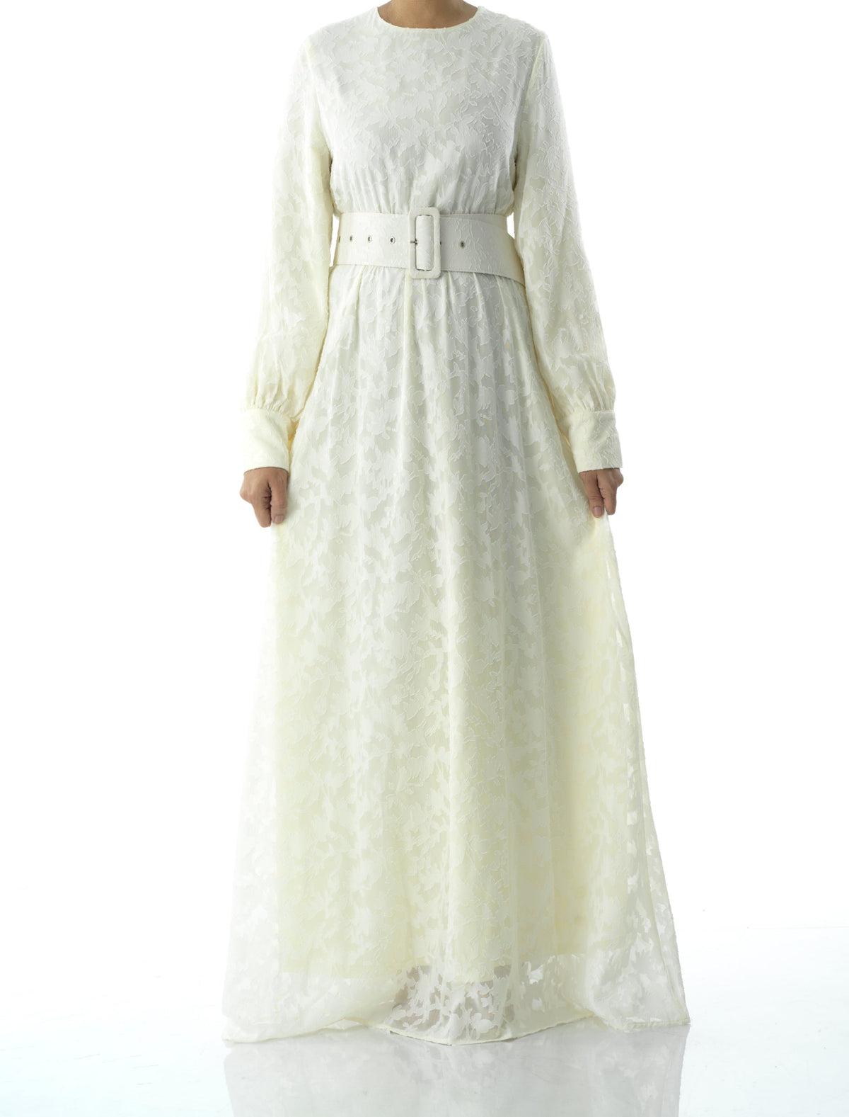 burnout floral maxi dress with belt Kabayare