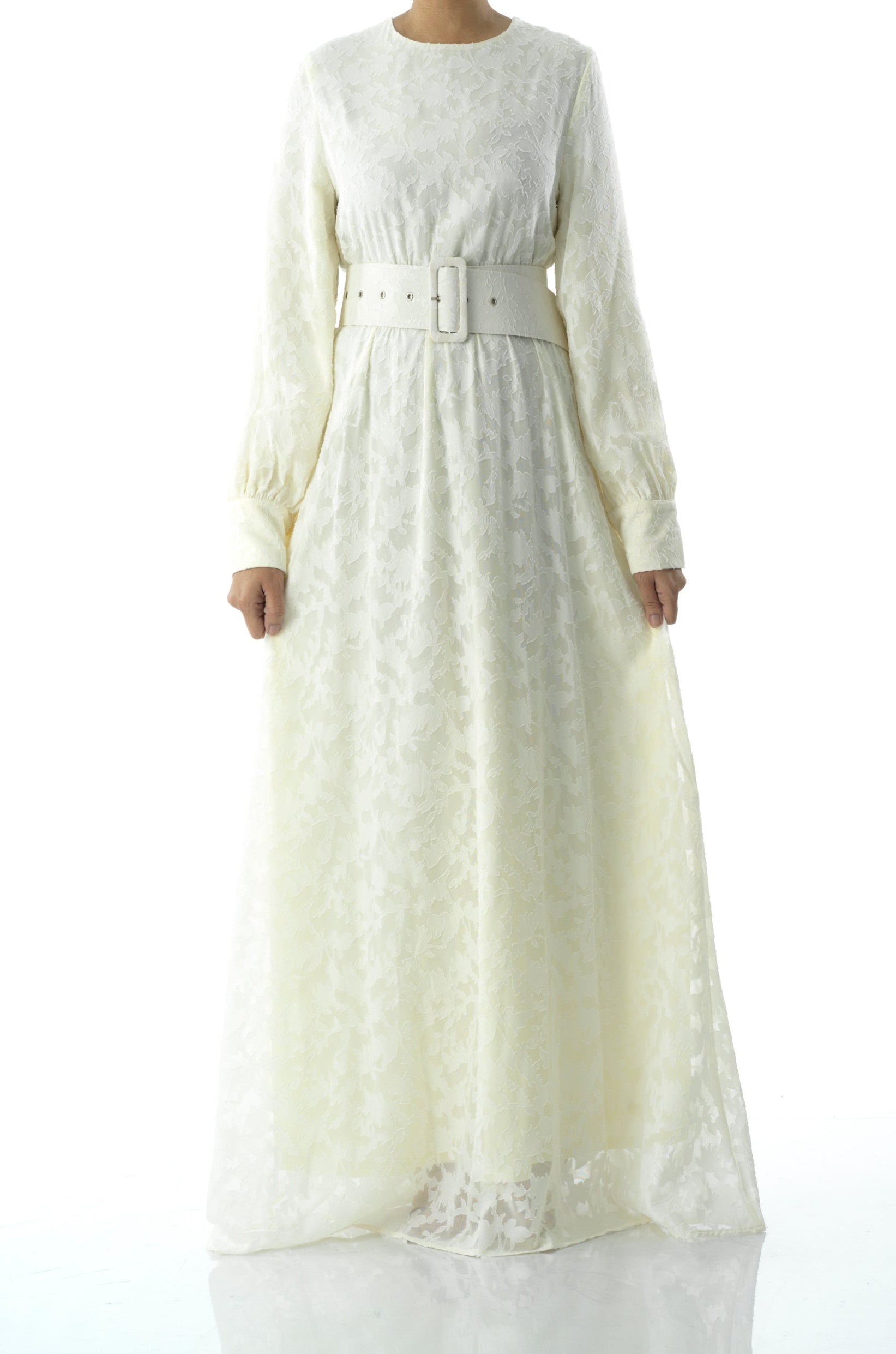 burnout floral maxi dress with belt Kabayare