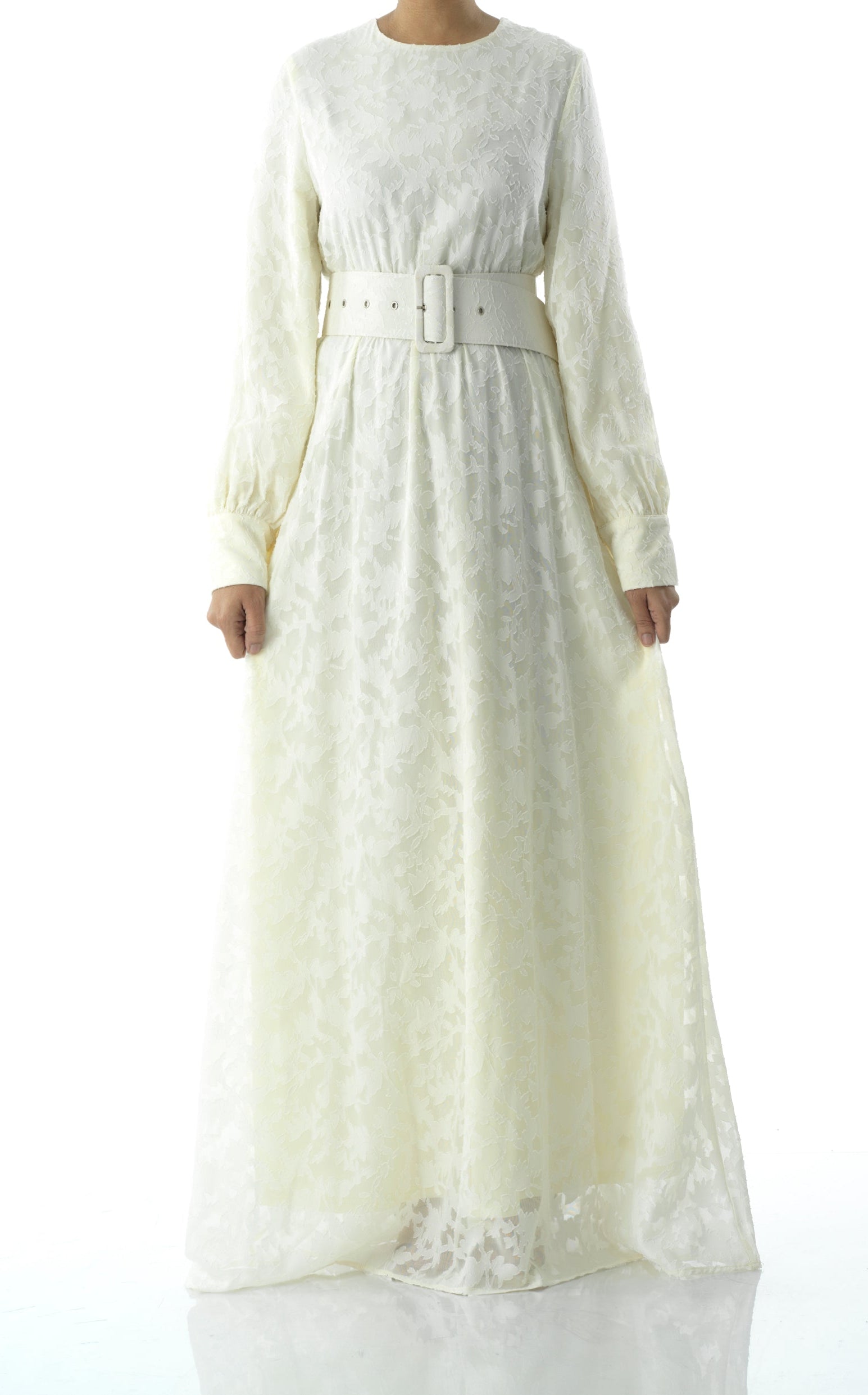 burnout floral maxi dress with belt Kabayare