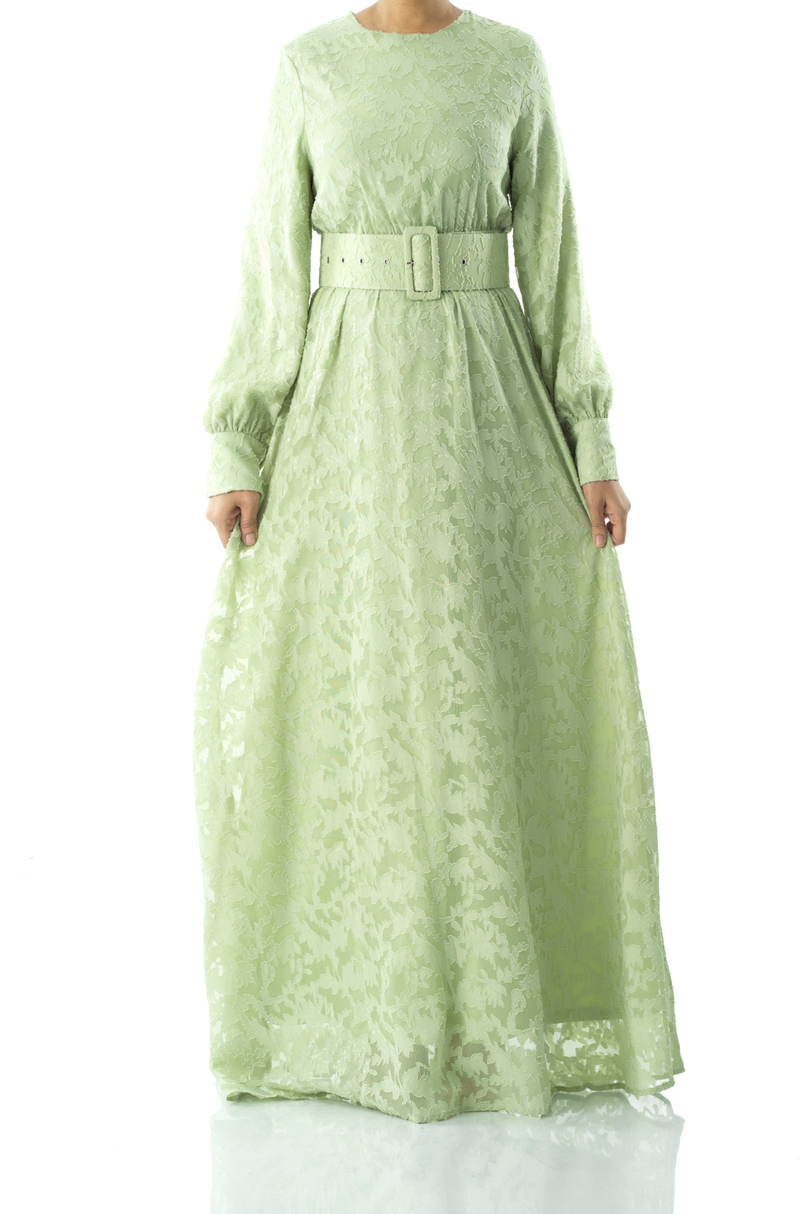 burnout floral maxi dress with belt Kabayare