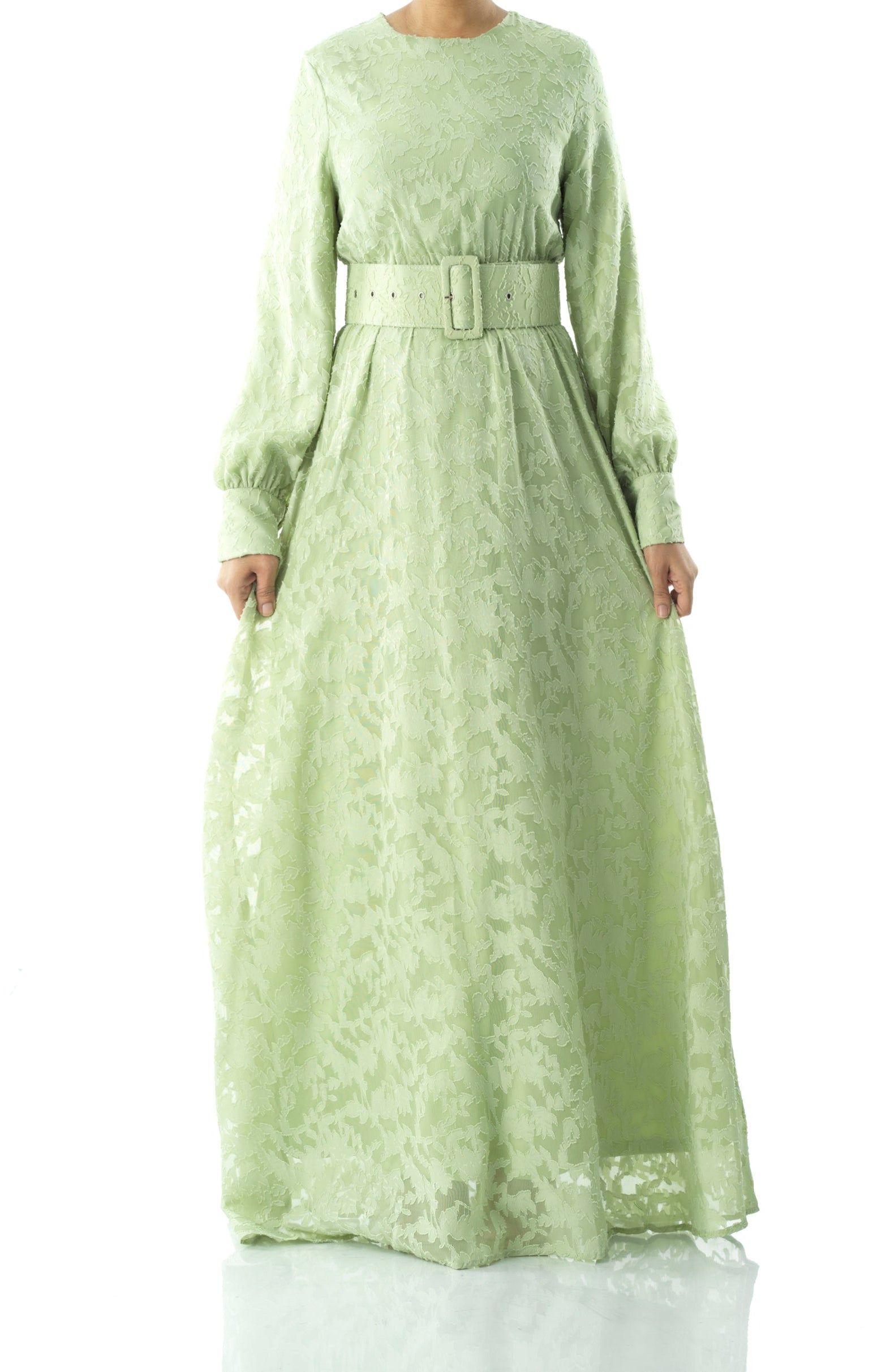 burnout floral maxi dress with belt Kabayare