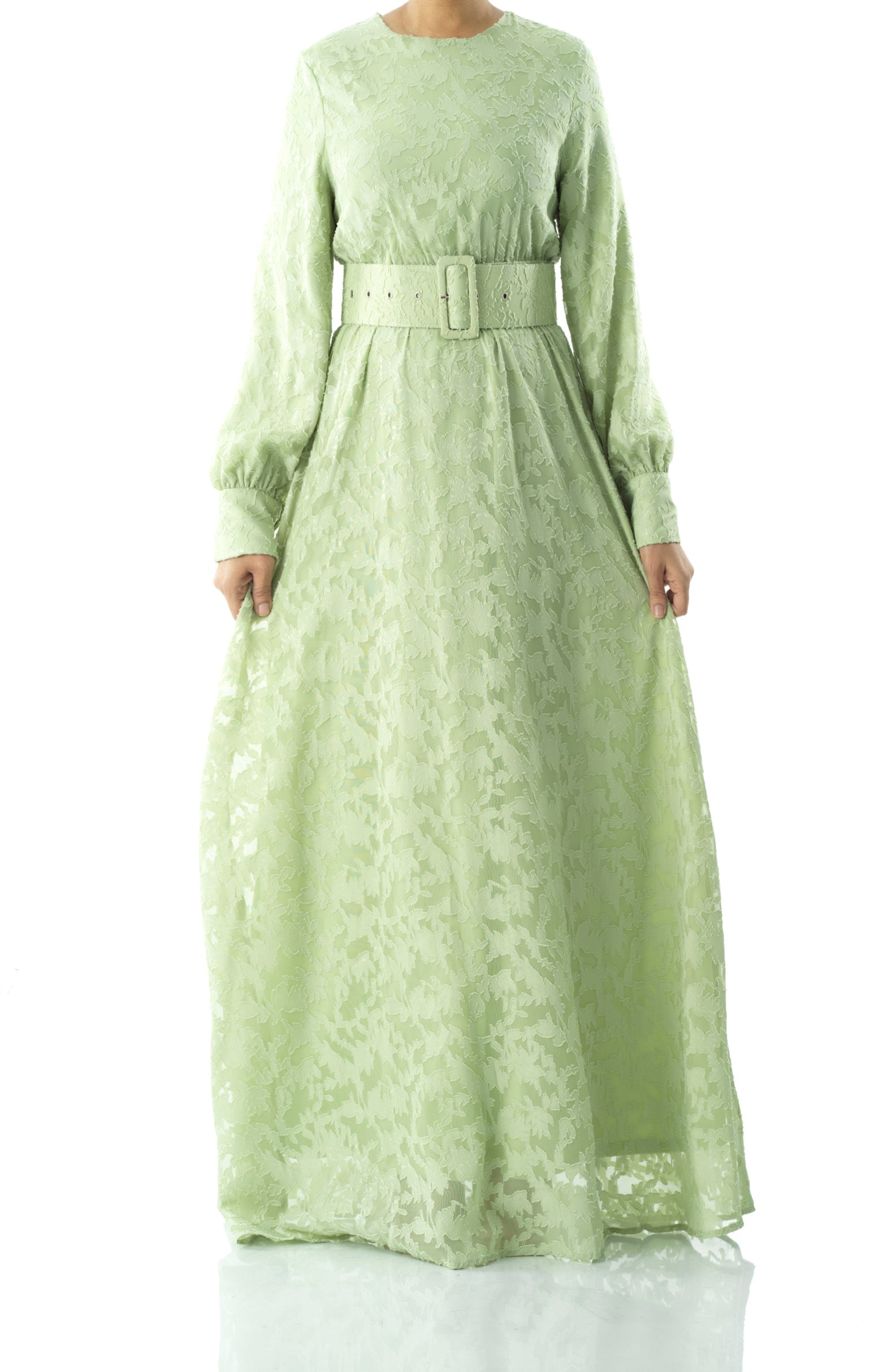 burnout floral maxi dress with belt Kabayare