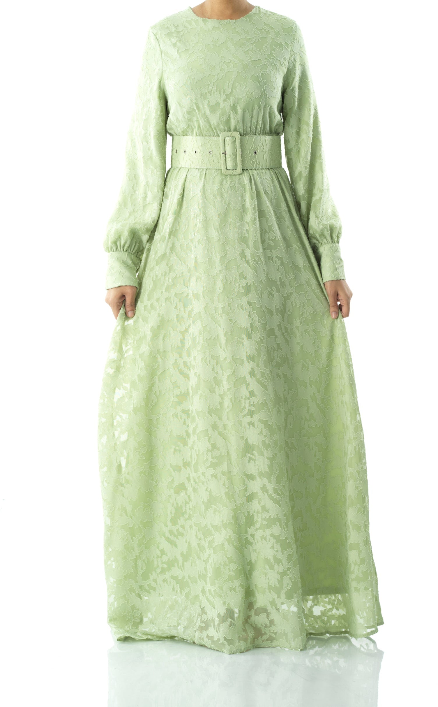 burnout floral maxi dress with belt Kabayare