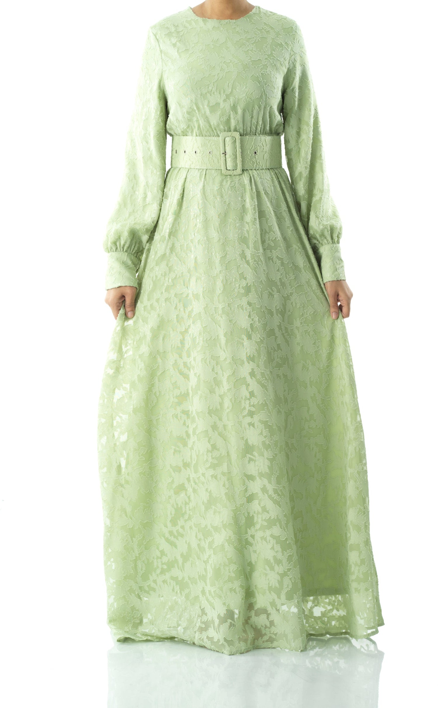 burnout floral maxi dress with belt Kabayare