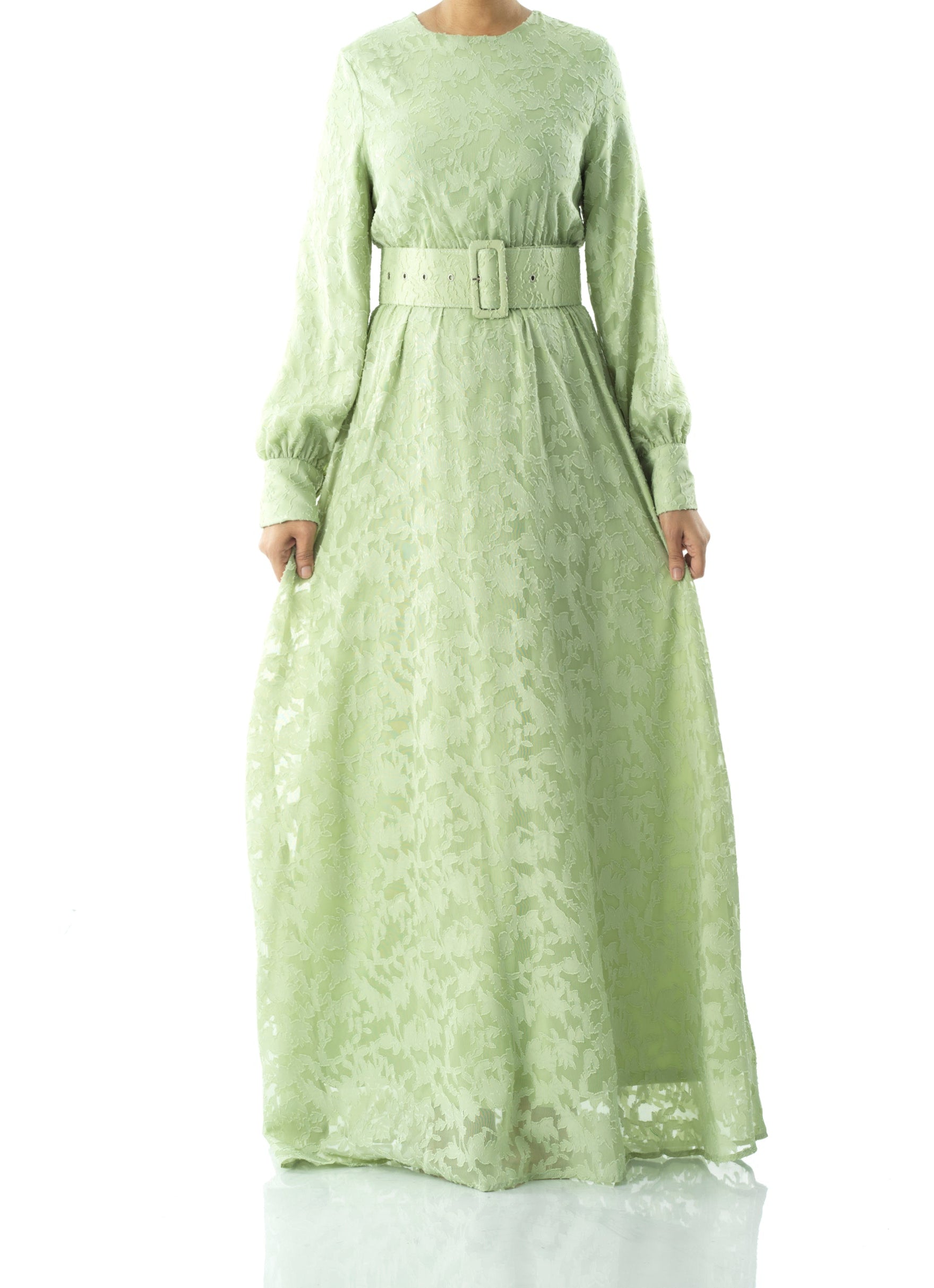 burnout floral maxi dress with belt Kabayare