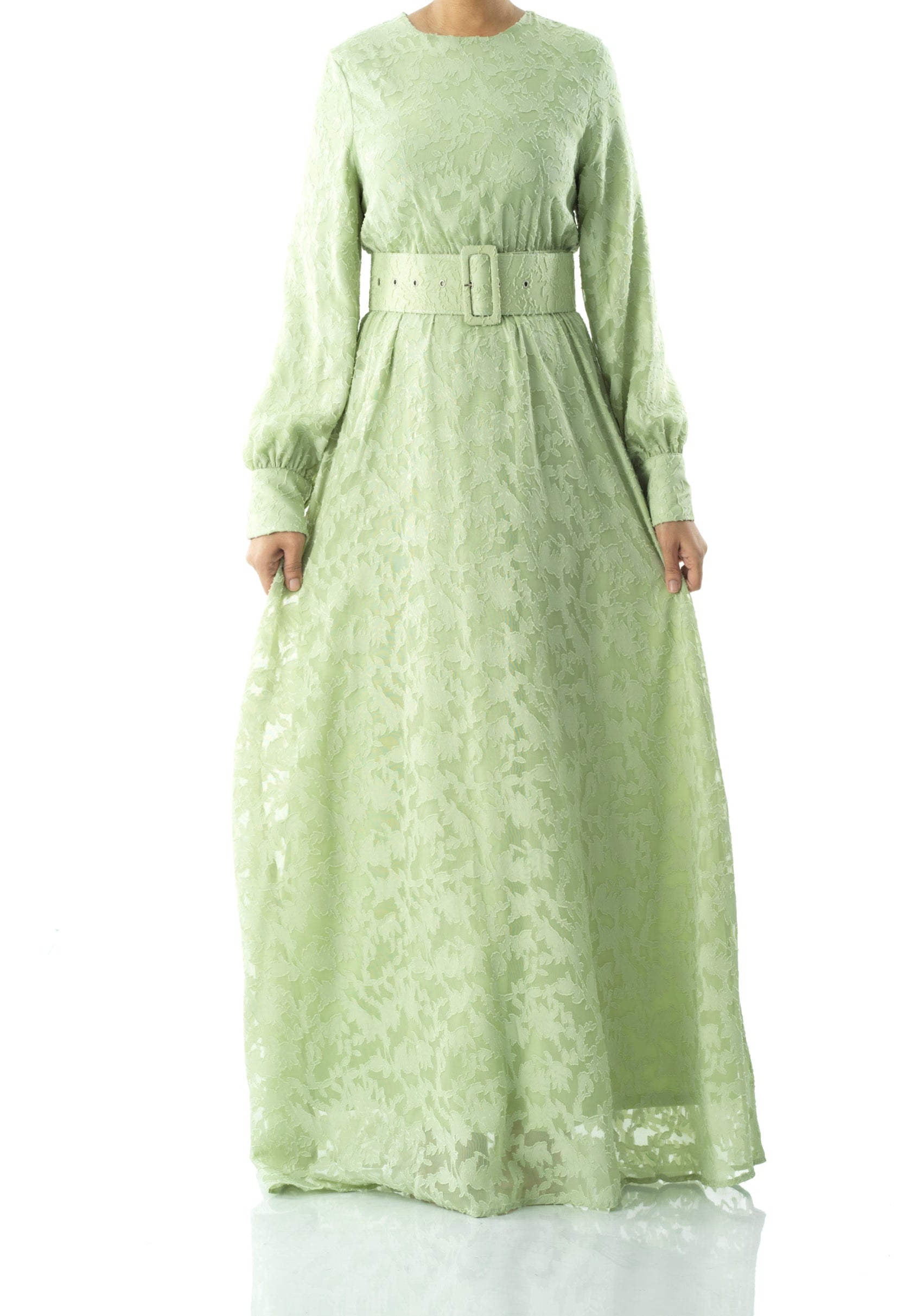 burnout floral maxi dress with belt Kabayare