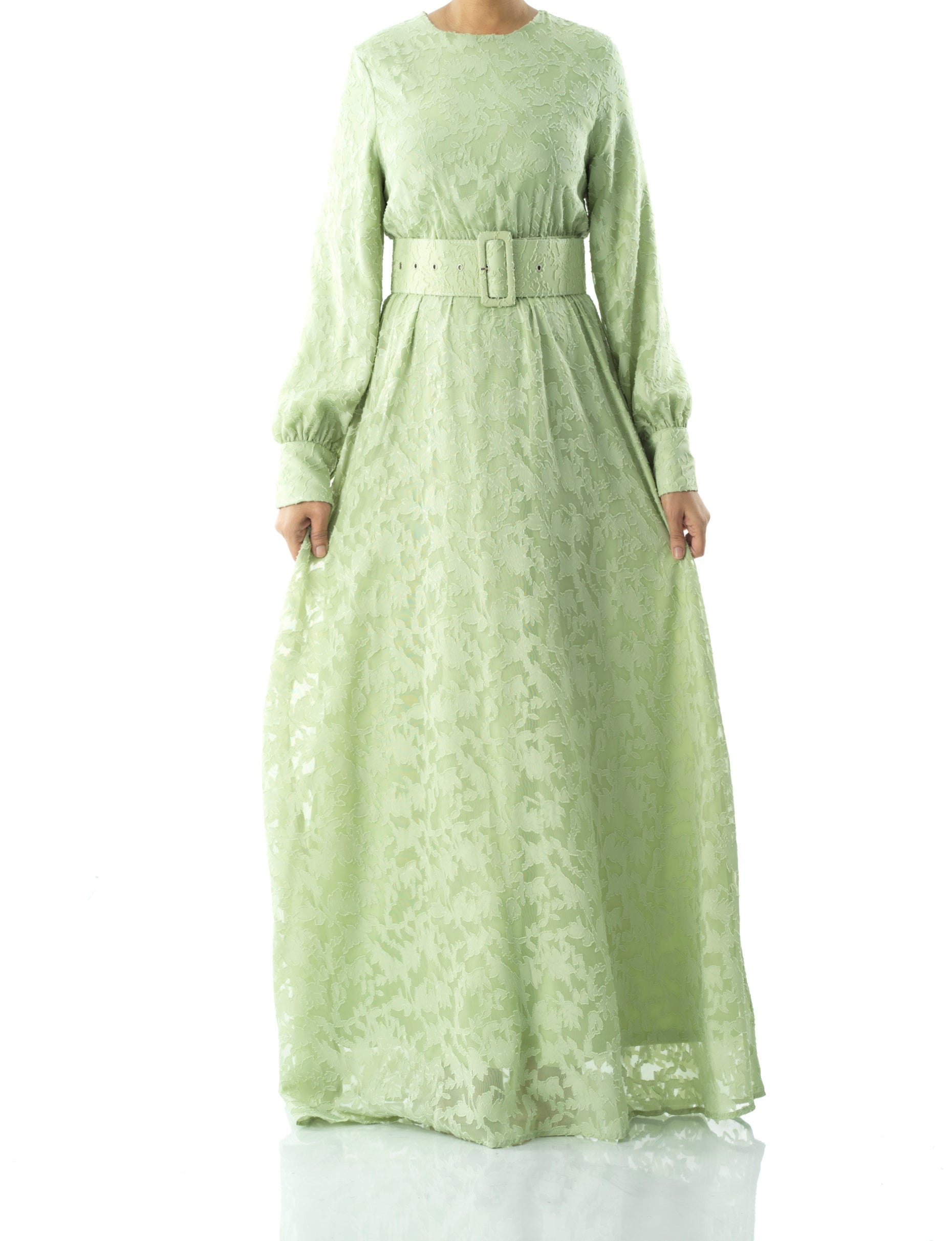 burnout floral maxi dress with belt Kabayare