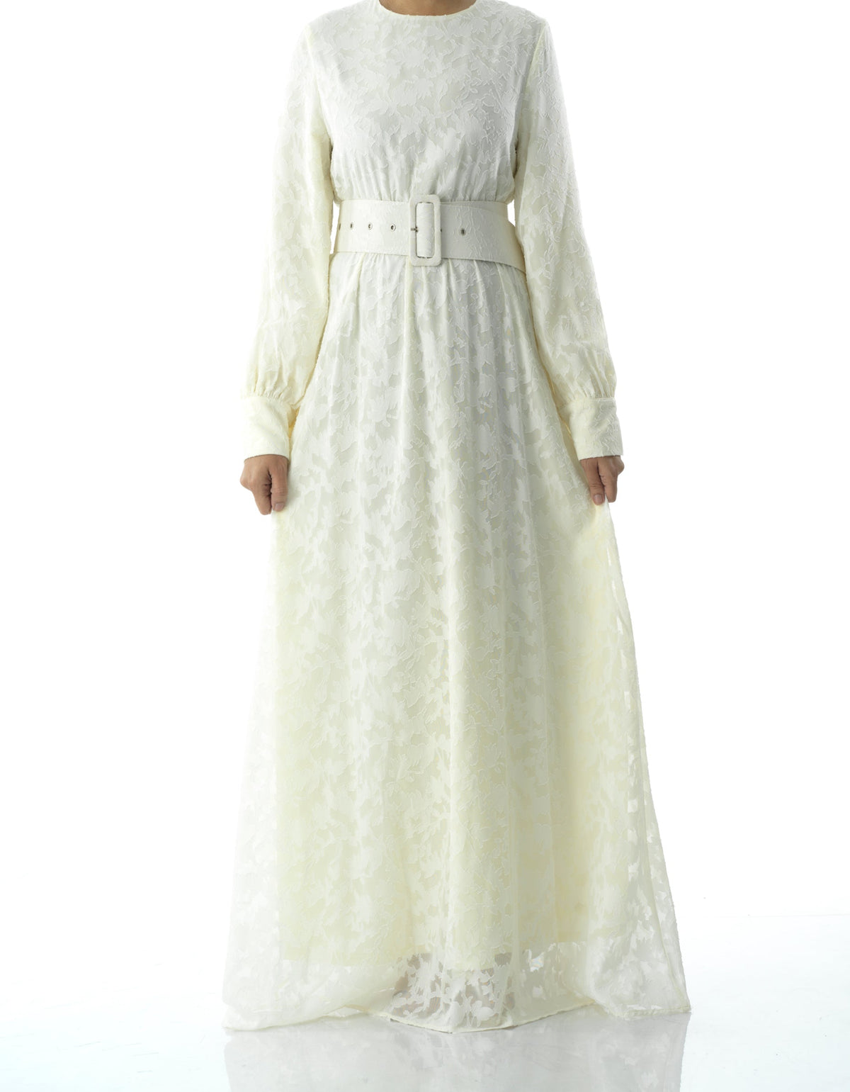 burnout floral maxi dress with belt Kabayare