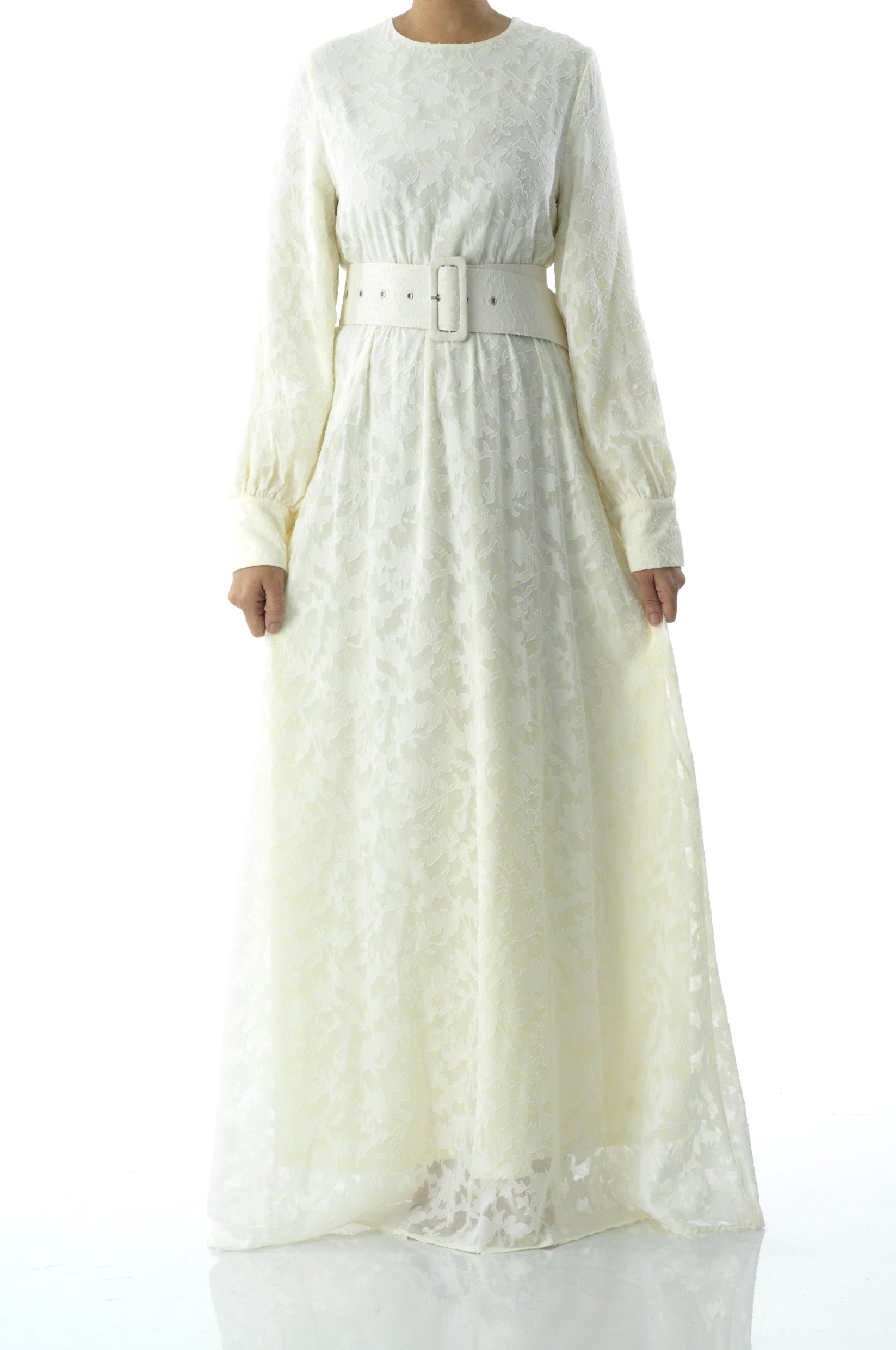 burnout floral maxi dress with belt Kabayare