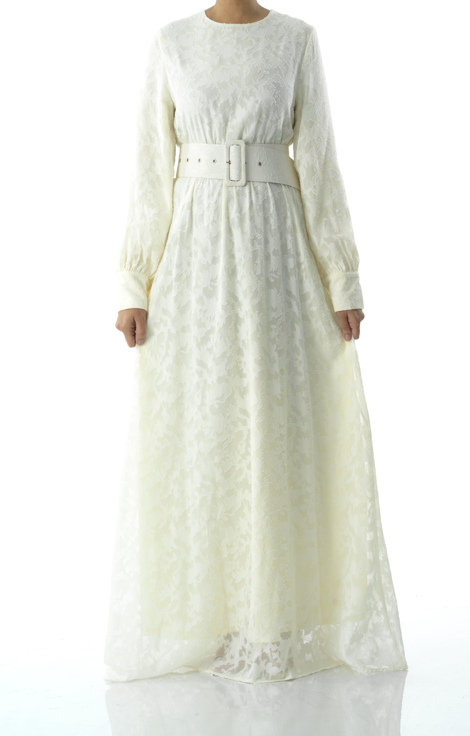 burnout floral maxi dress with belt Kabayare