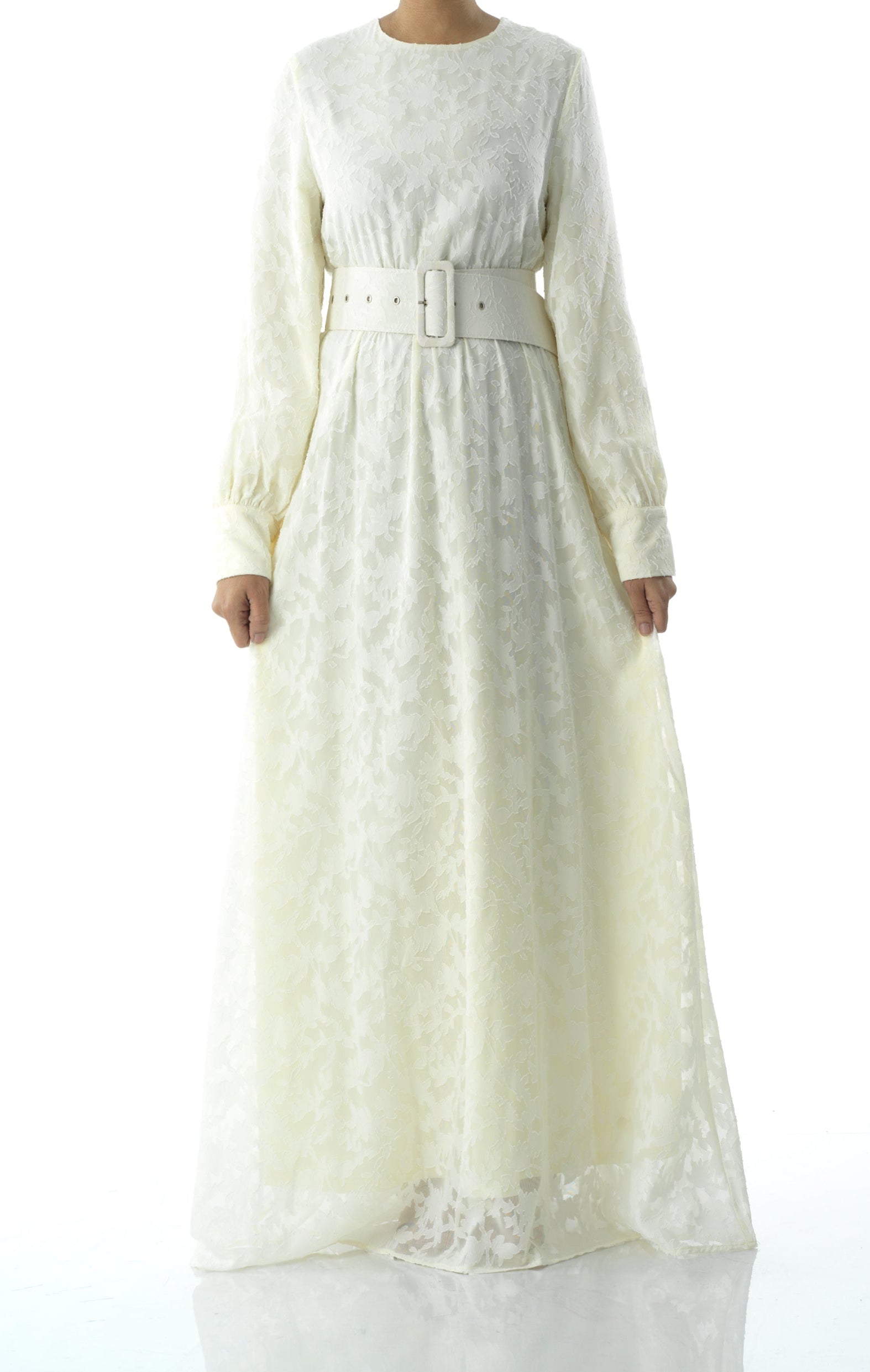 burnout floral maxi dress with belt Kabayare