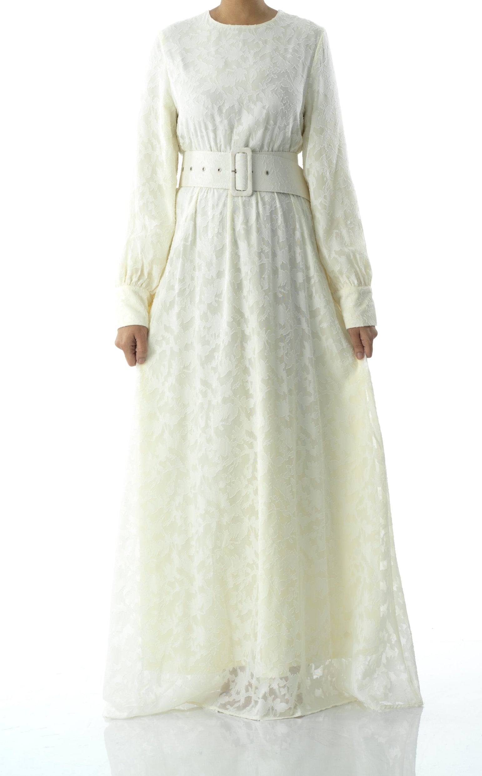 burnout floral maxi dress with belt Kabayare