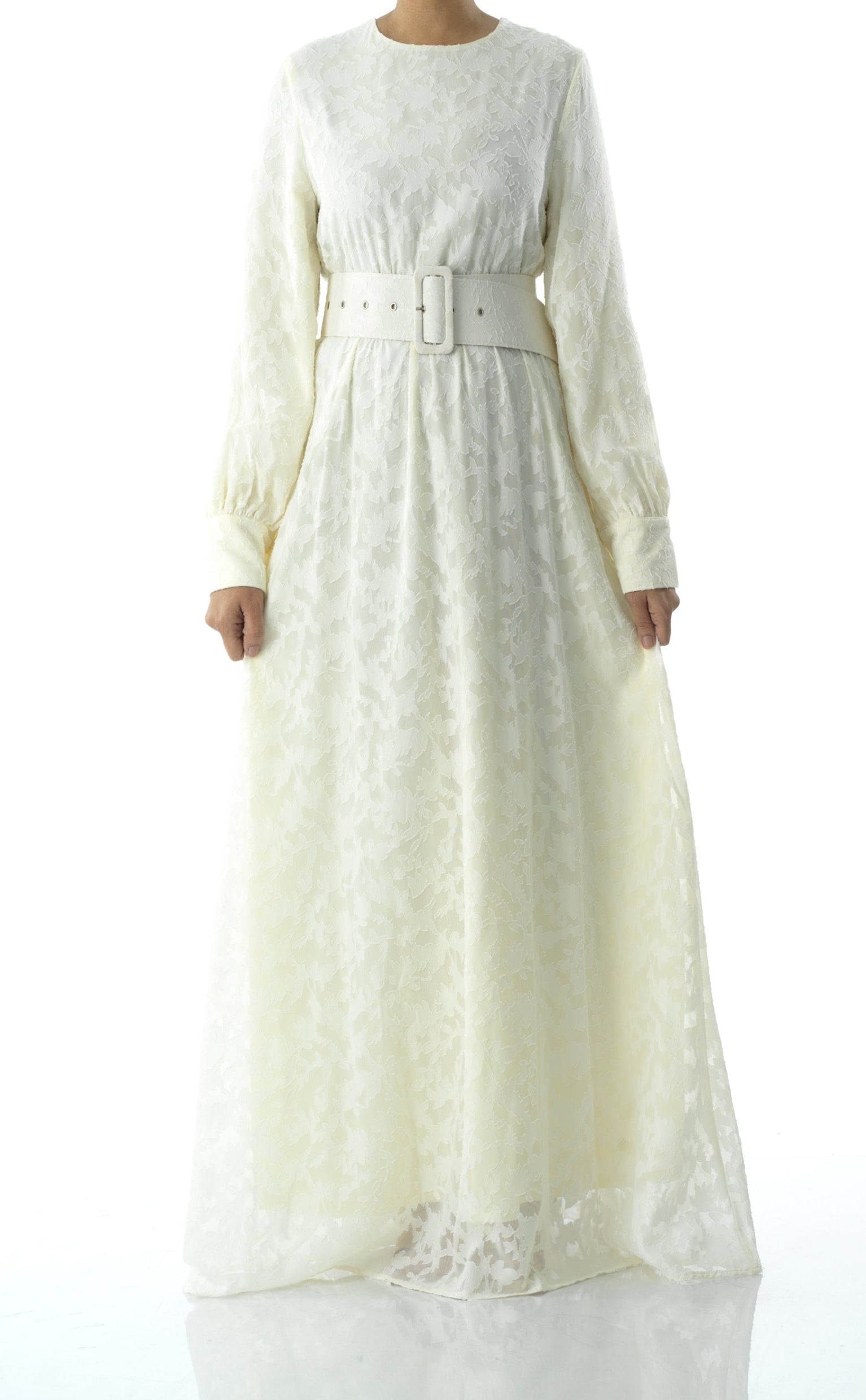 burnout floral maxi dress with belt Kabayare