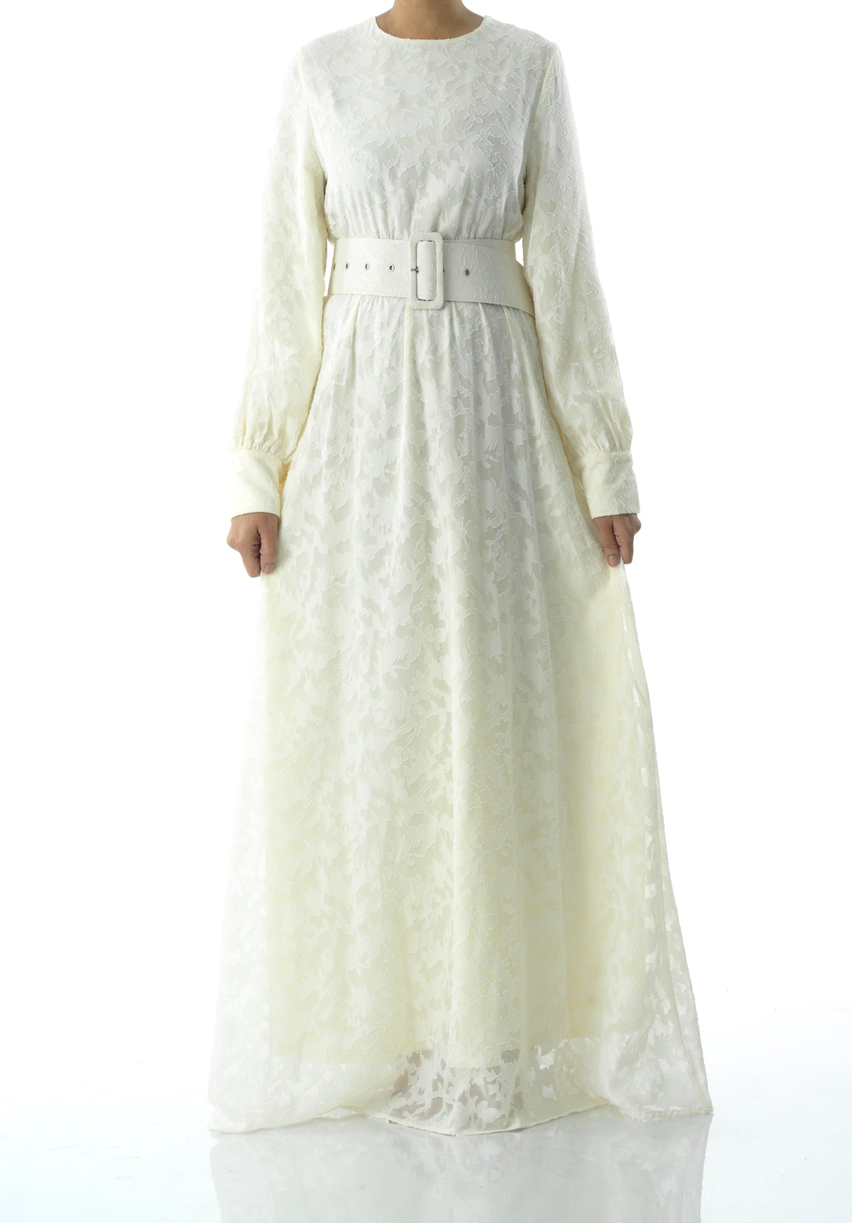 burnout floral maxi dress with belt Kabayare