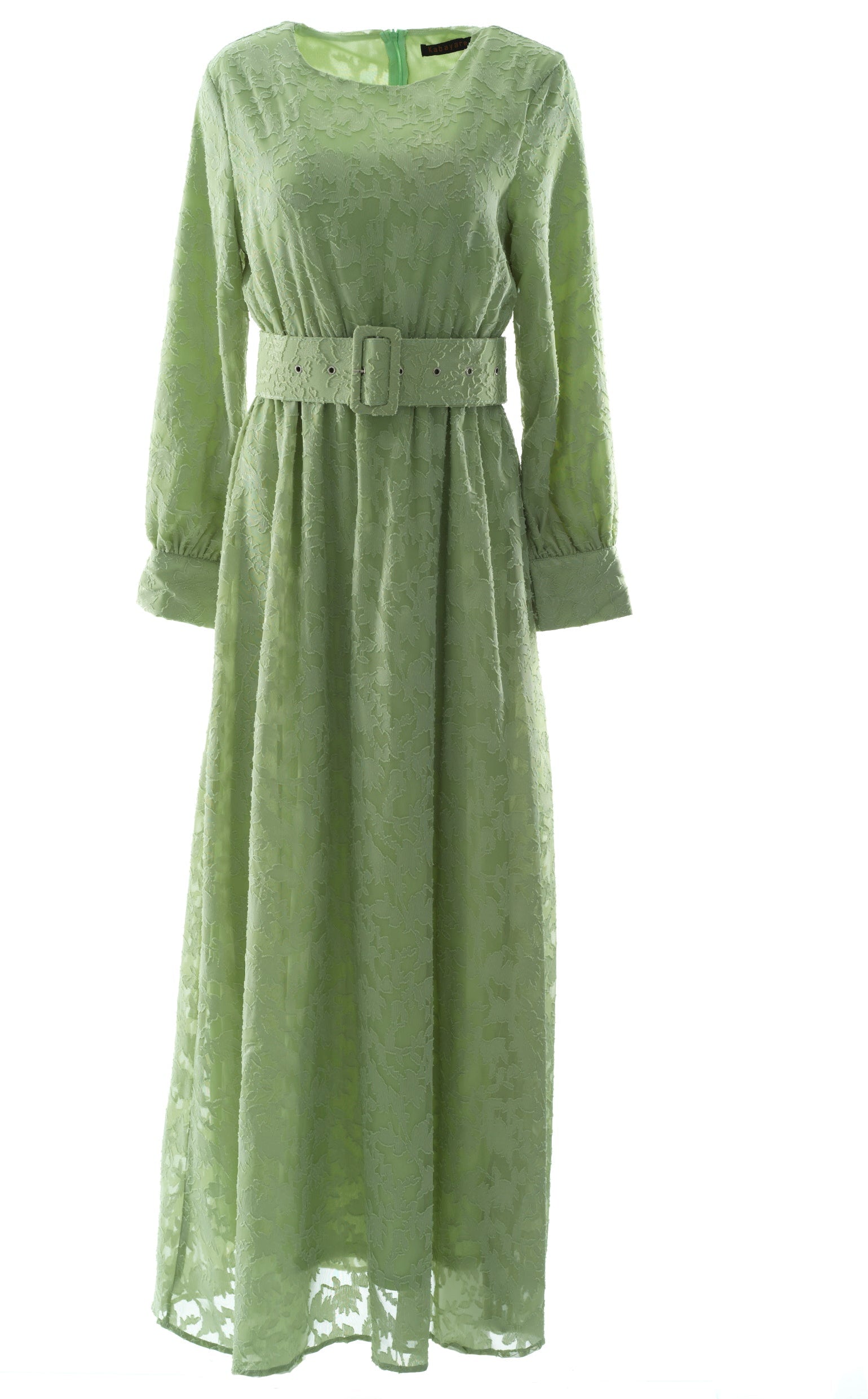 burnout floral maxi dress with belt Kabayare