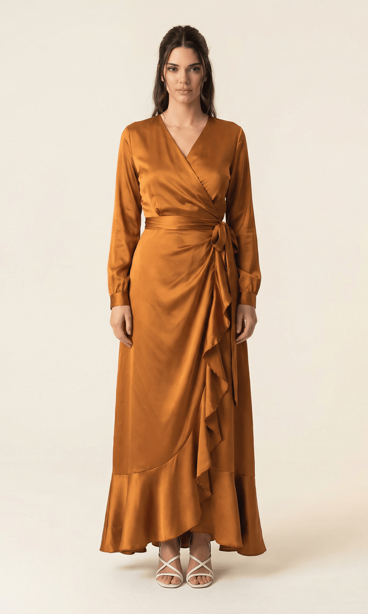 Caramel Wrapped Up In satin dress Kabayare