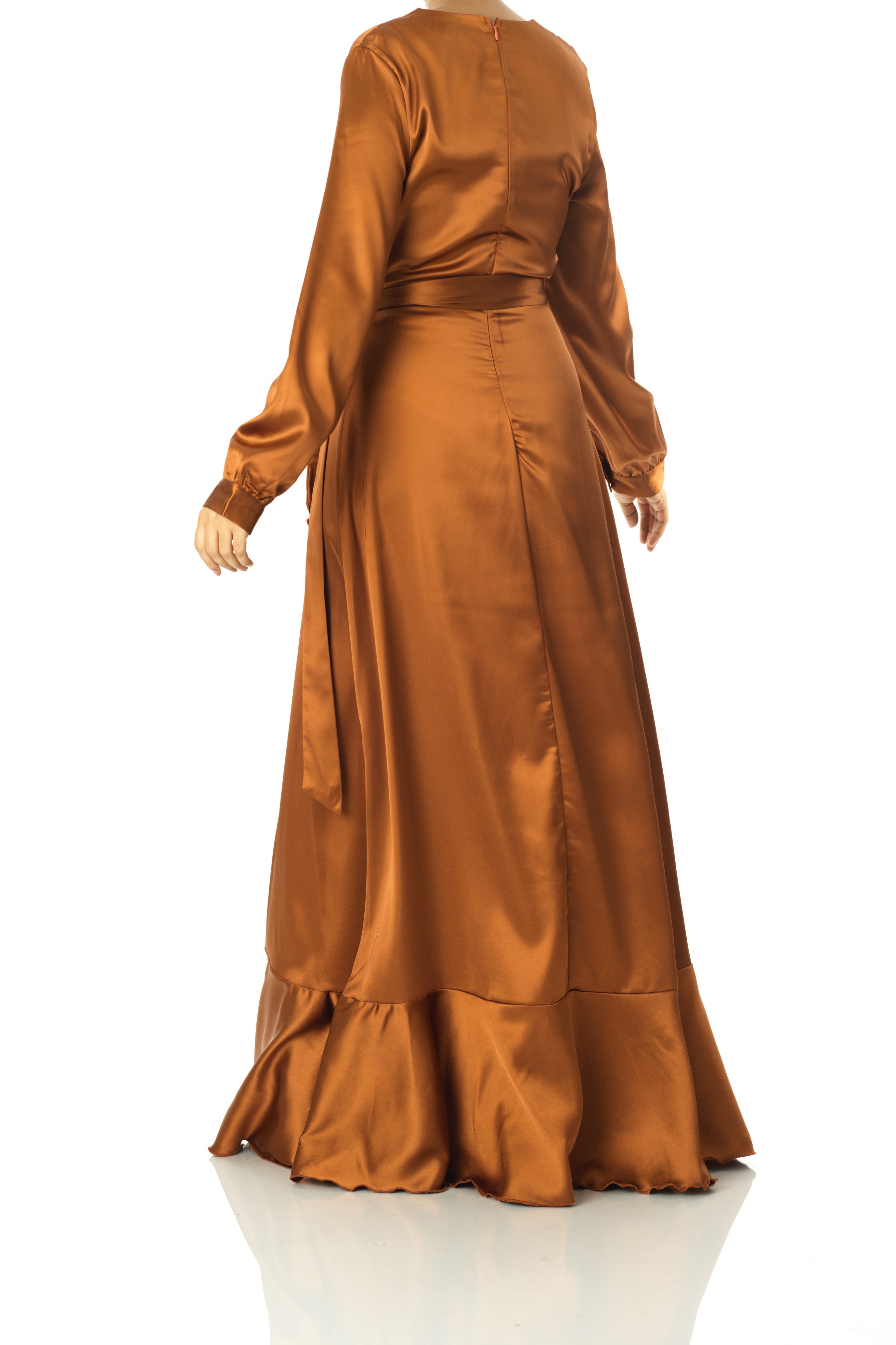 Caramel Wrapped Up In satin dress Kabayare