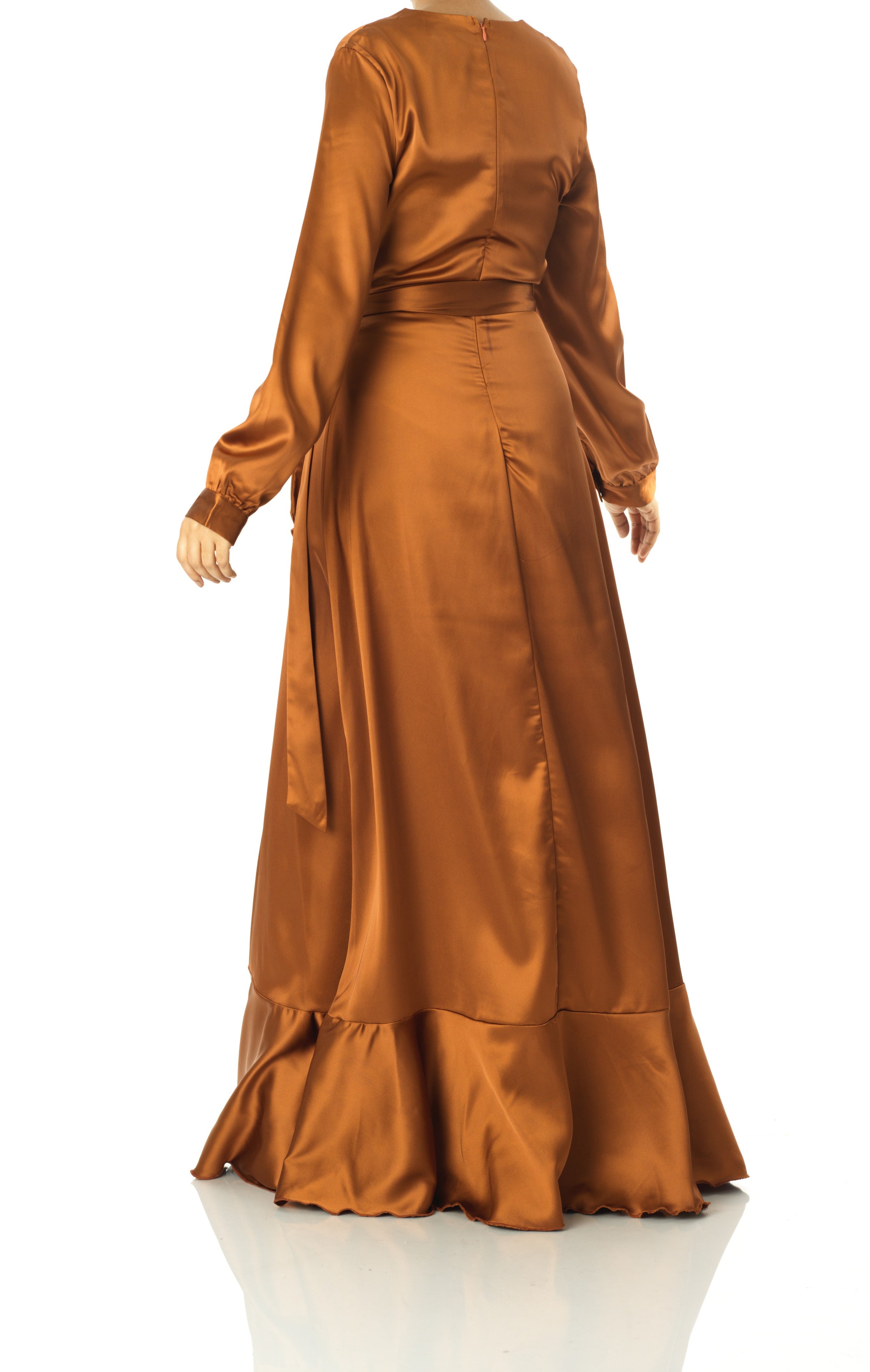 Caramel Wrapped Up In satin dress Kabayare