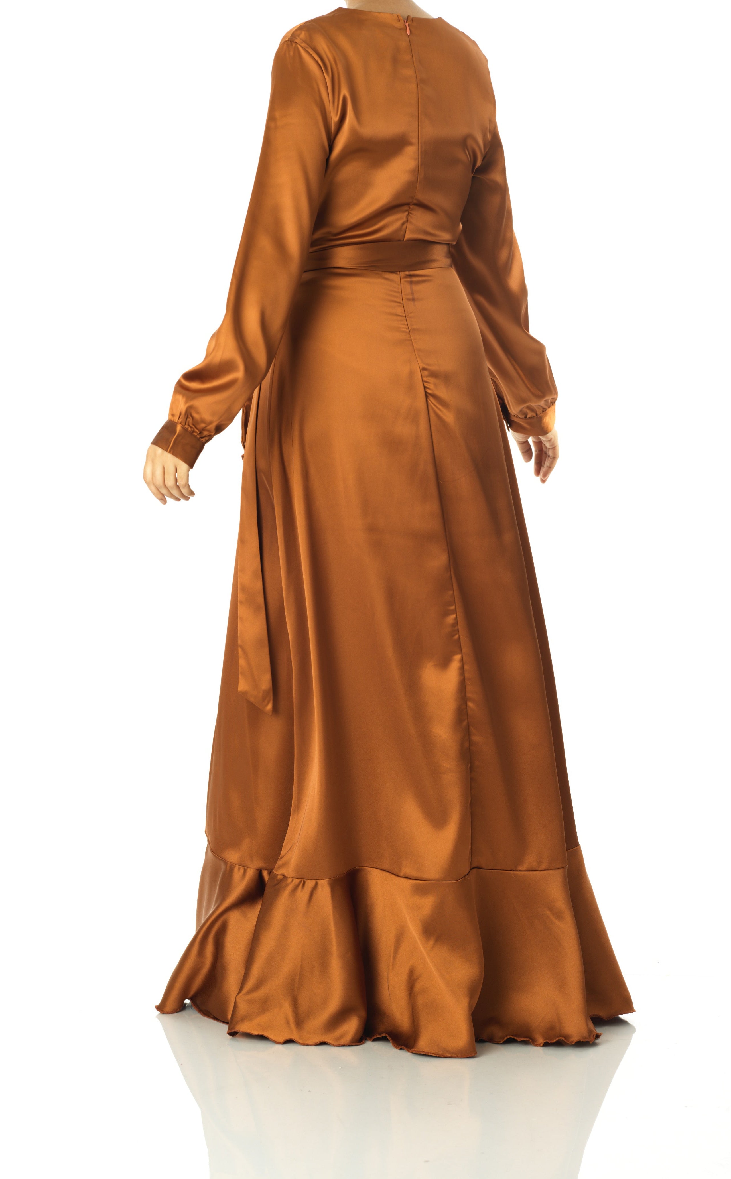Caramel Wrapped Up In satin dress Kabayare