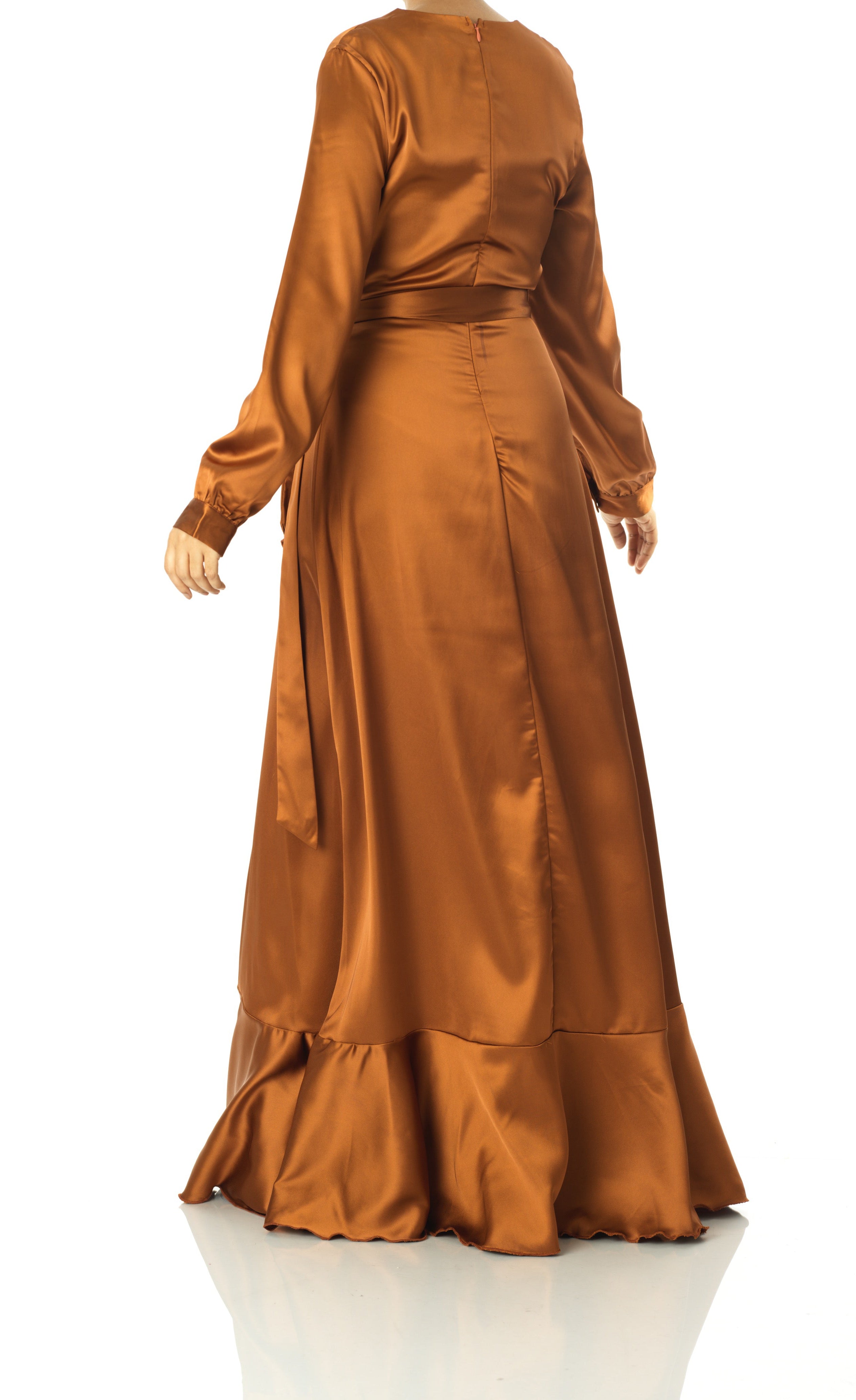 Caramel Wrapped Up In satin dress Kabayare