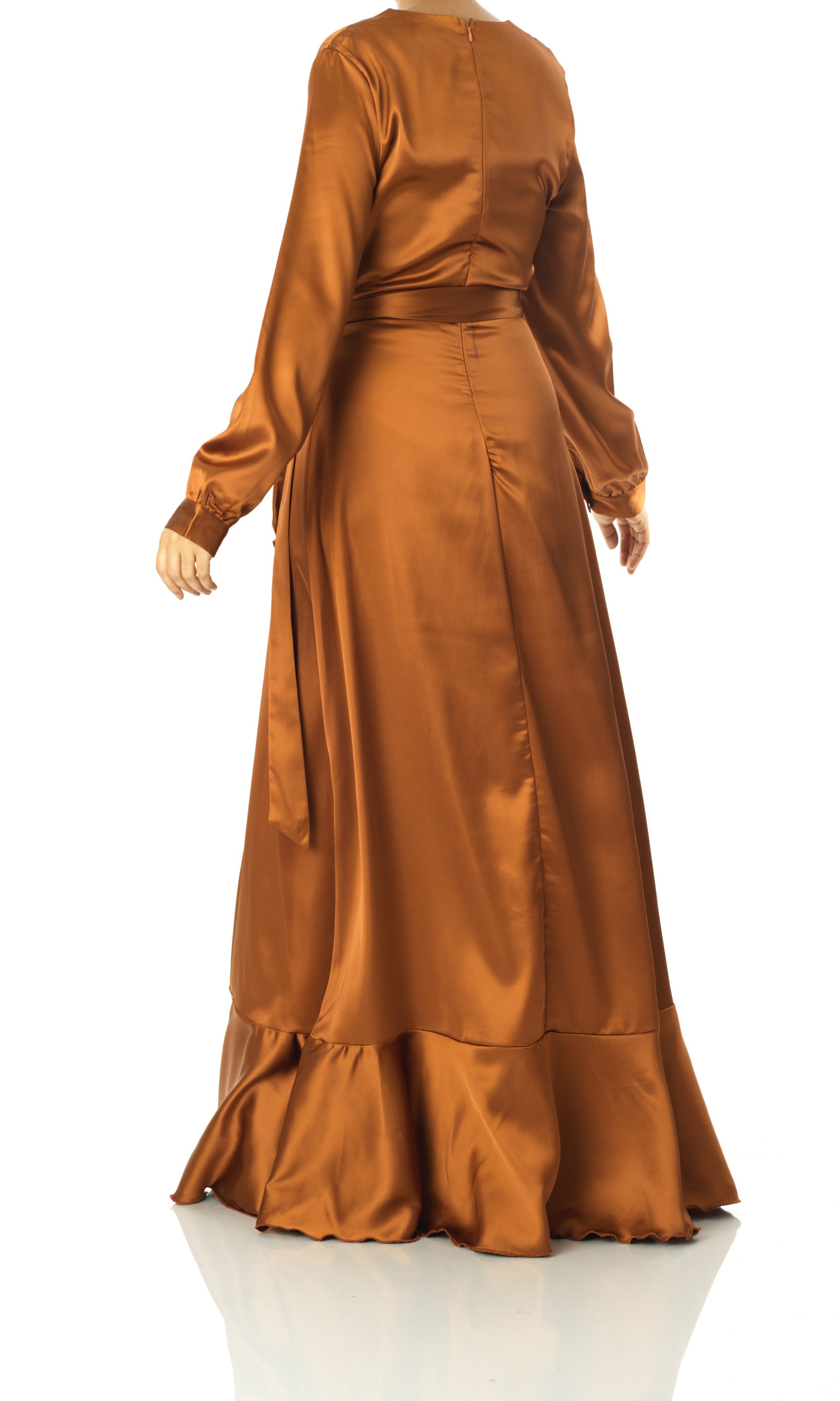 Caramel Wrapped Up In satin dress Kabayare
