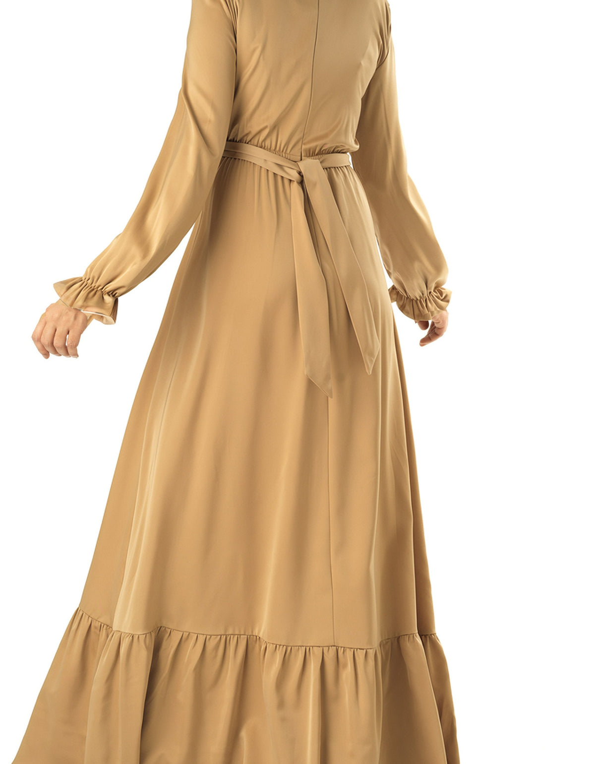champagne Satin dreamy romance modest maxi dress Kabayare