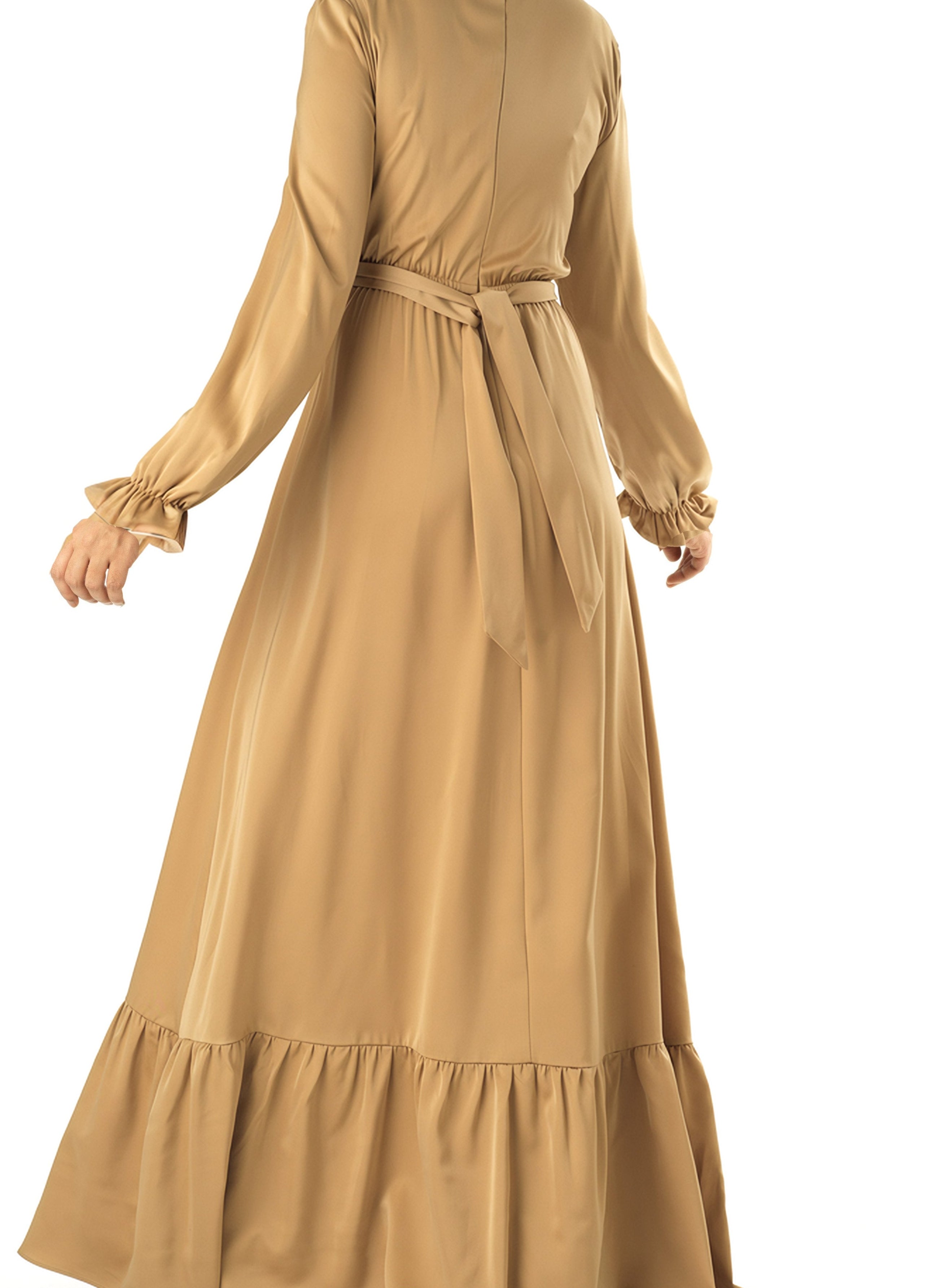 champagne Satin dreamy romance modest maxi dress Kabayare