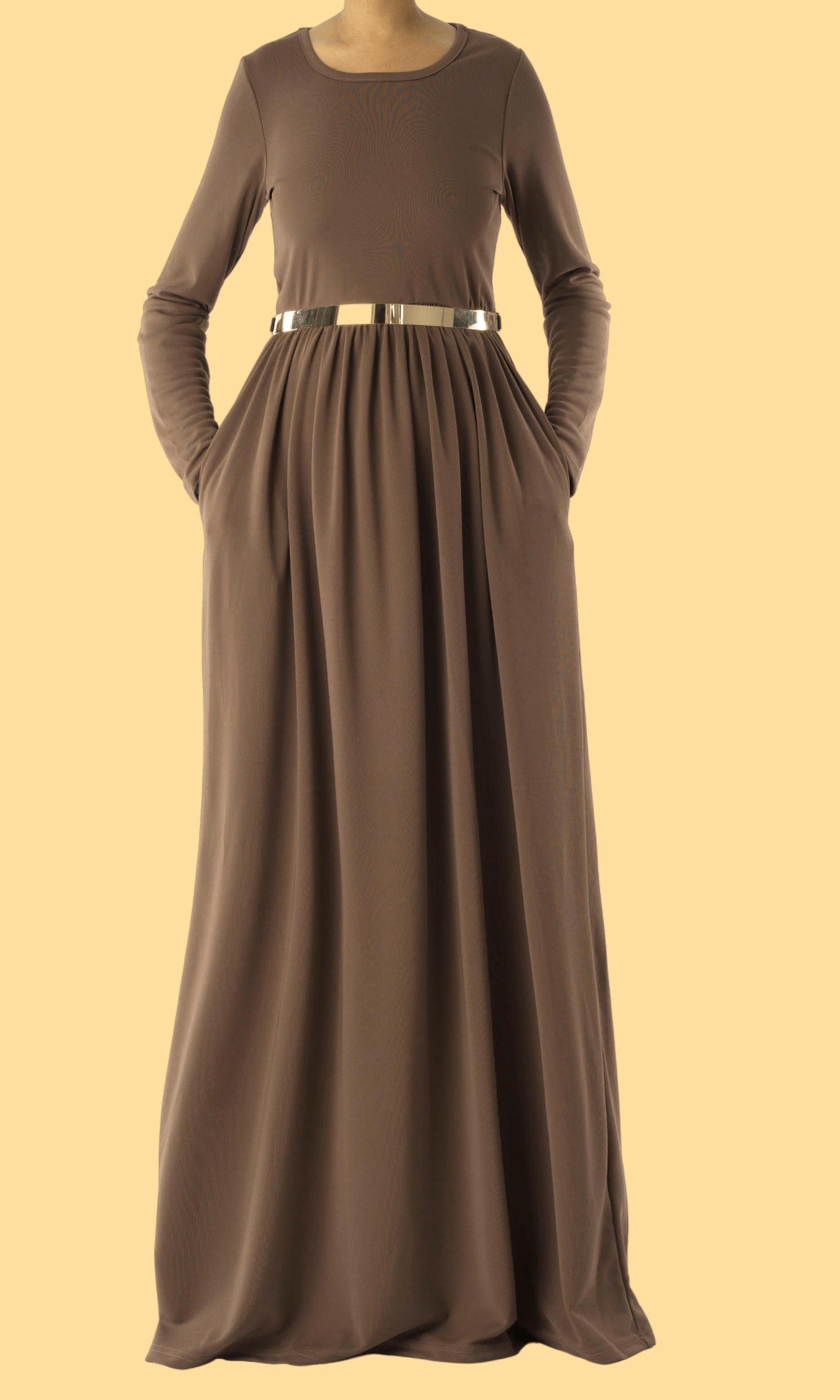 Chestnut Brown ORIGINAL Milk Silk Maxi Dress Kabayare