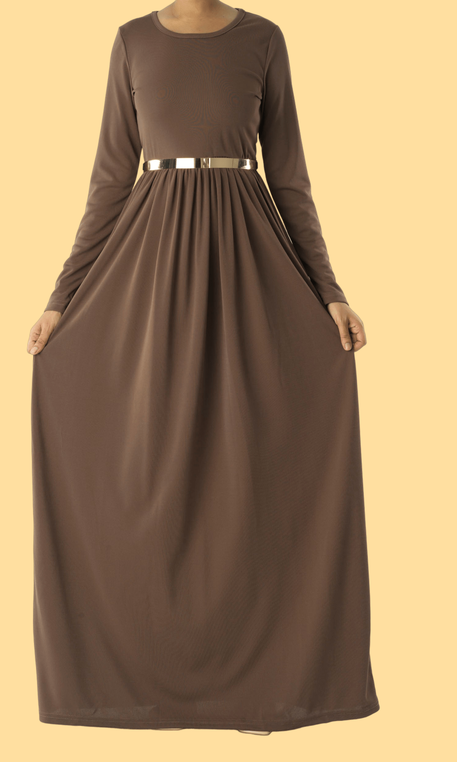 Chestnut Brown ORIGINAL Milk Silk Maxi Dress Kabayare