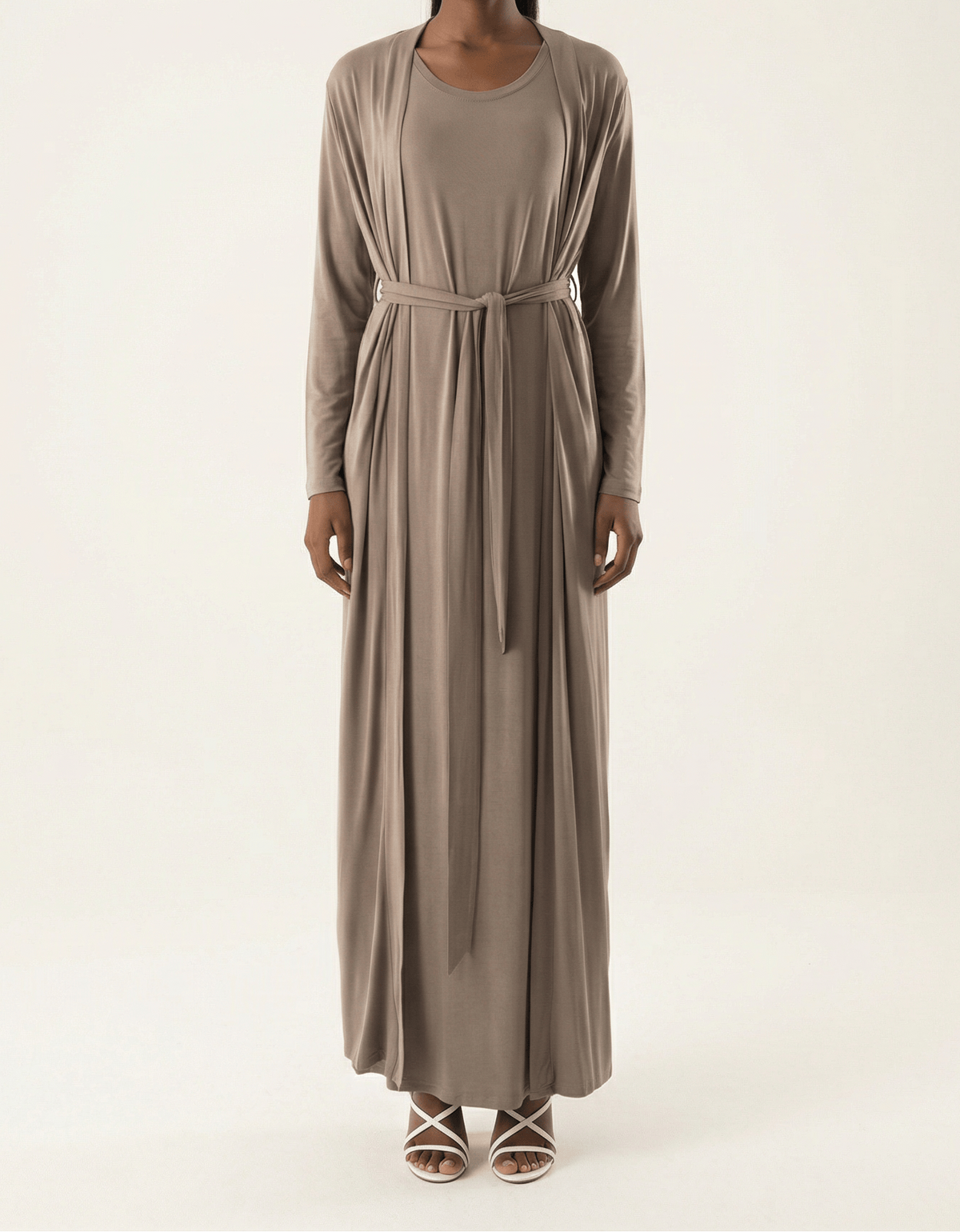 Chestnut Made just for you jersey matching set dress ( Soft thin) Kabayare