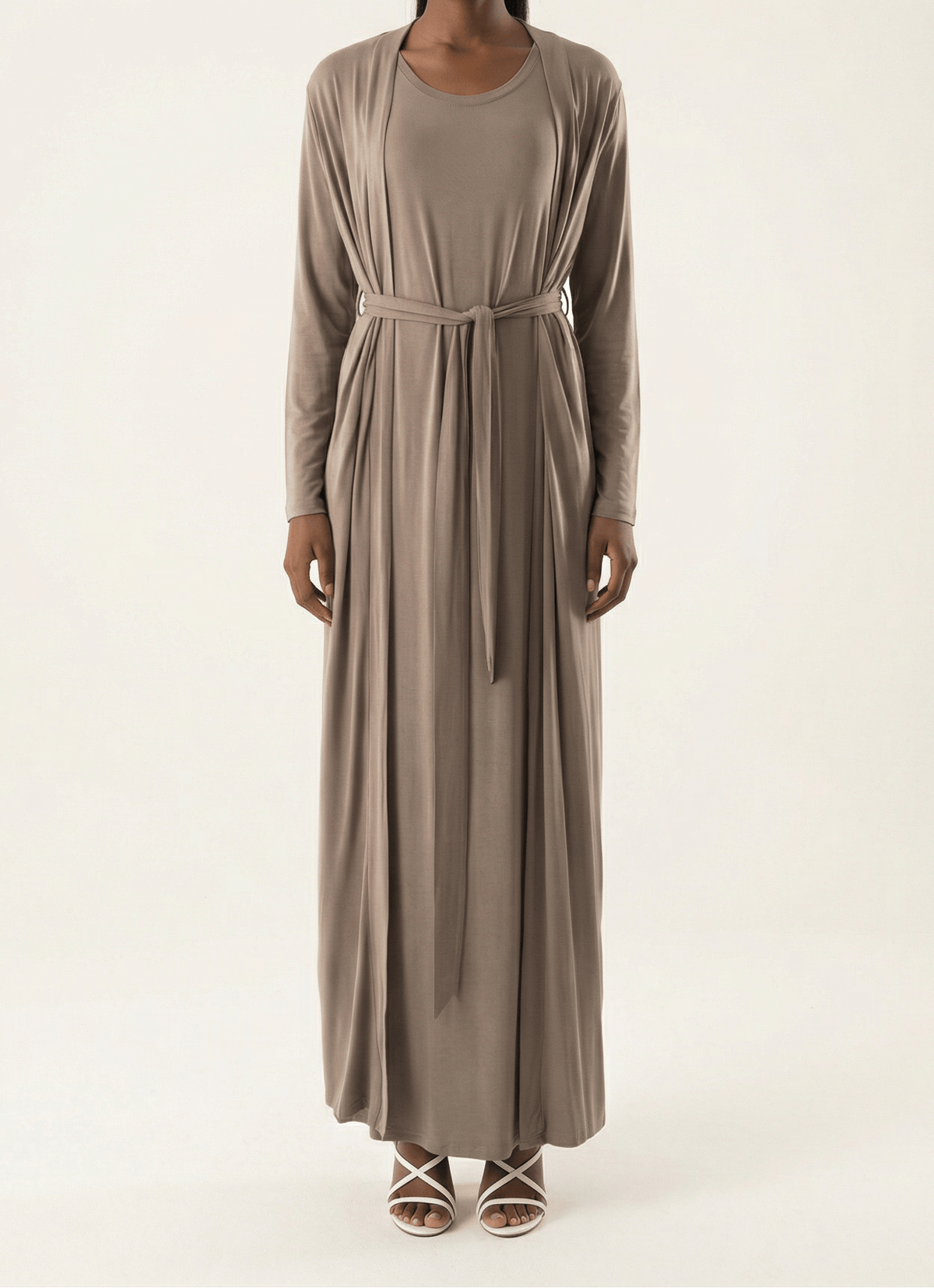 Chestnut Made just for you jersey matching set dress ( Soft thin) Kabayare